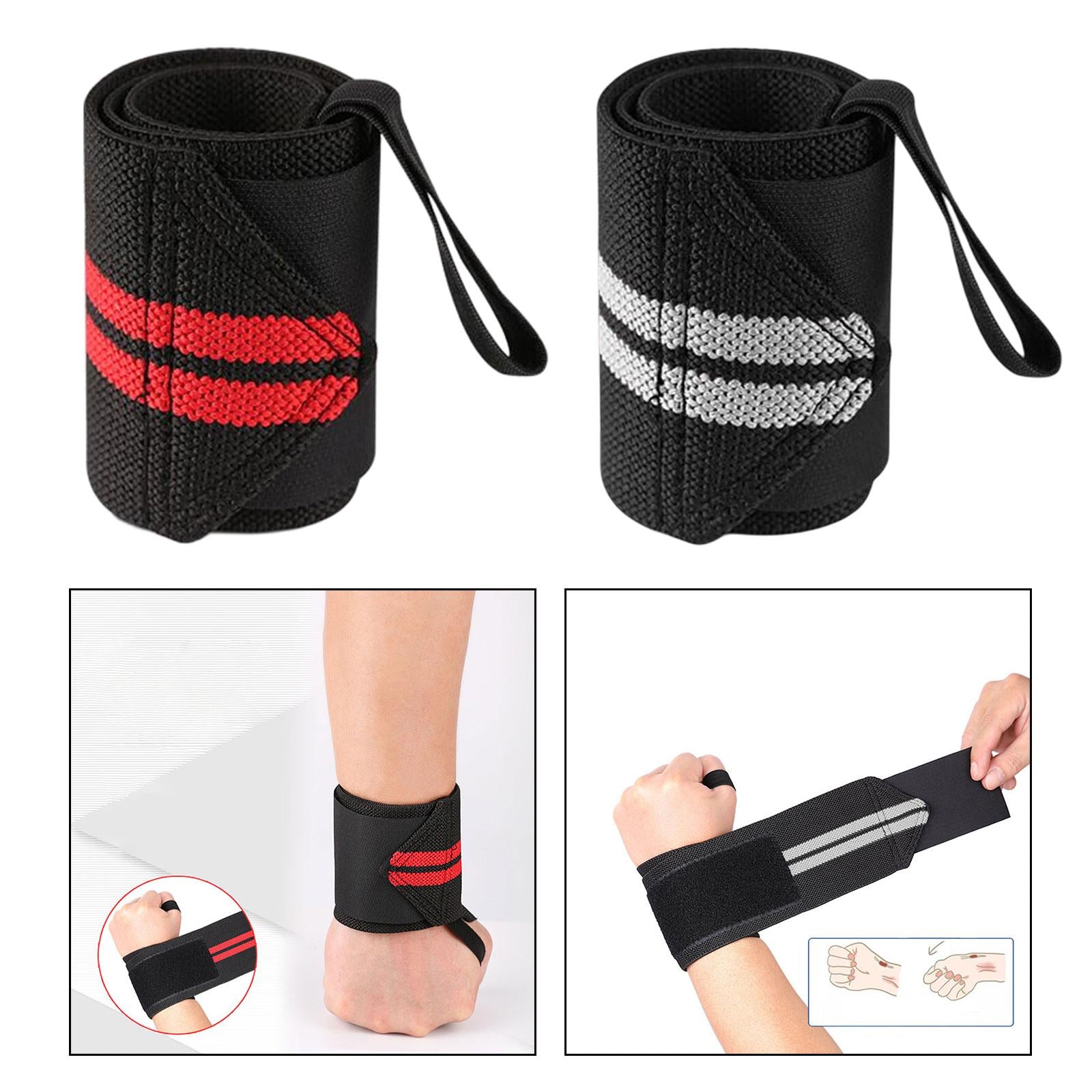 4xWrist Wraps Weightlifting Women Unisex for Weight Bearing Strain Working Out Red