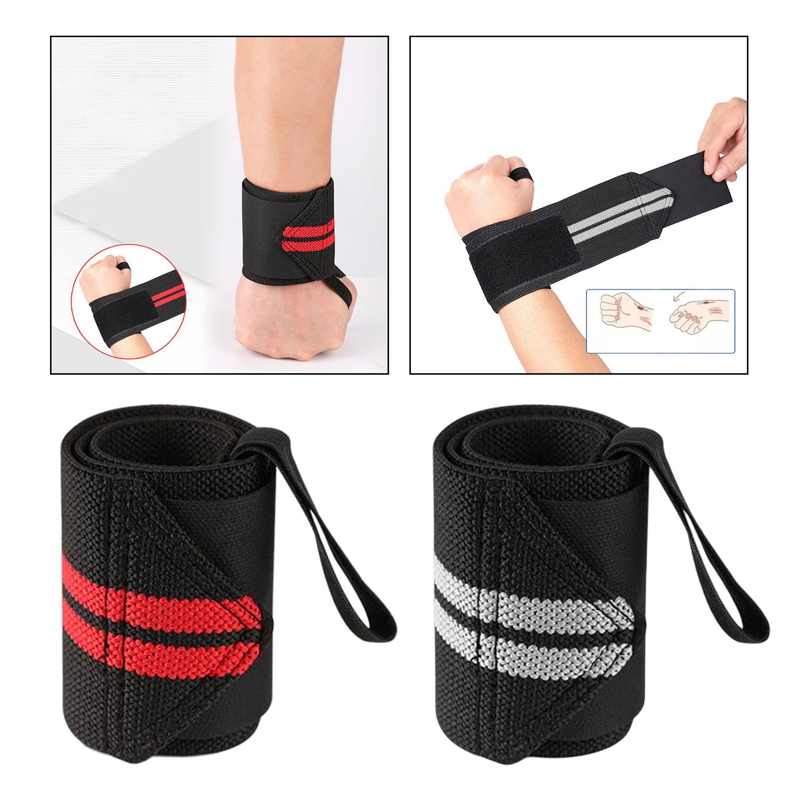 4xWrist Wraps Weightlifting Women Unisex for Weight Bearing Strain Working Out Red