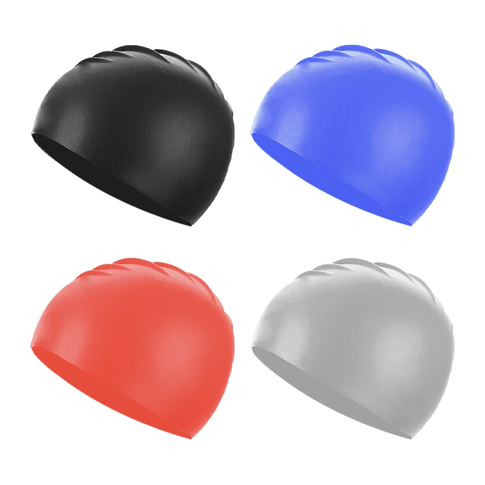 2xSilicone Swim Caps Pool Swim Nonslip Swimming Caps for Youth Unisex Training Red