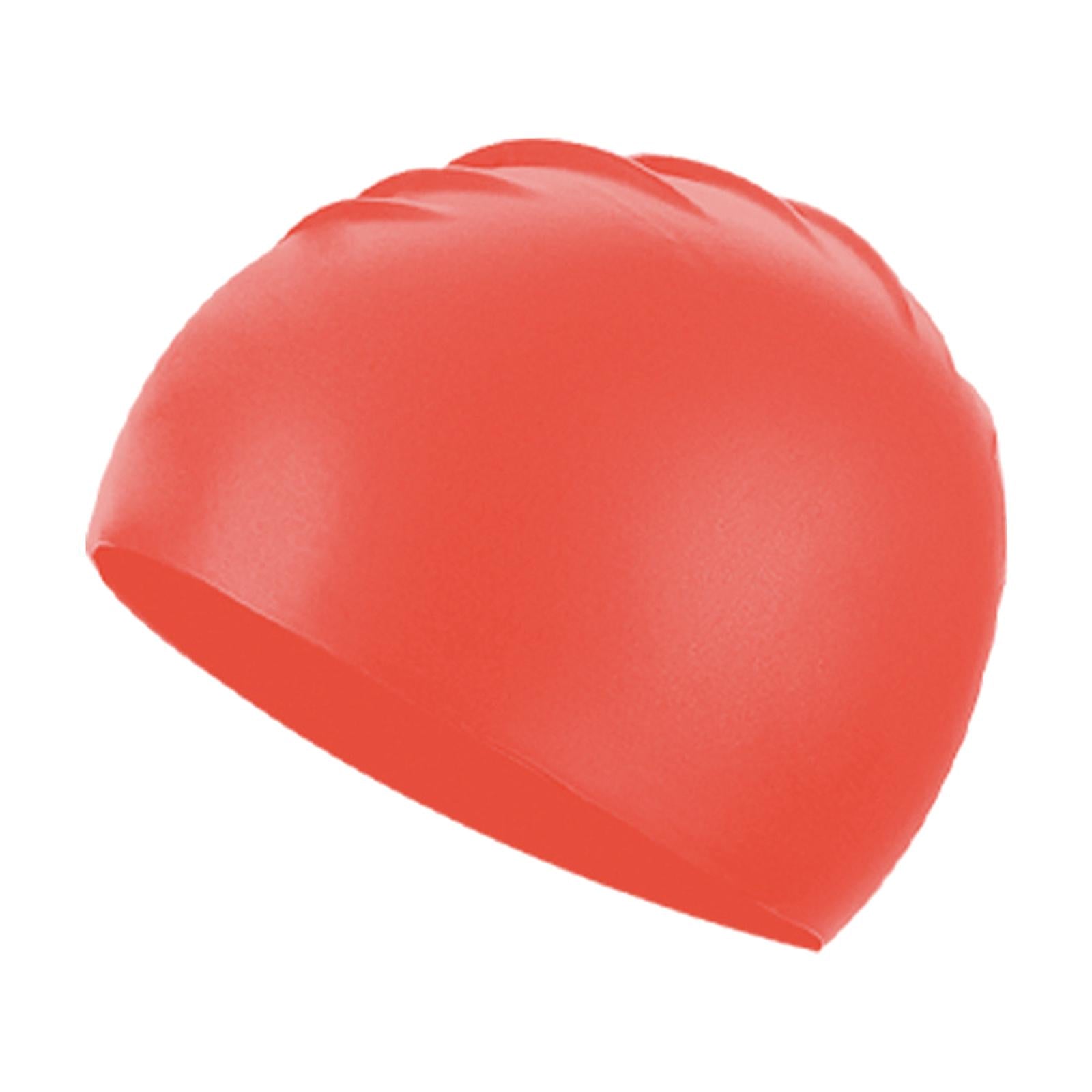 2xSilicone Swim Caps Pool Swim Nonslip Swimming Caps for Youth Unisex Training Red