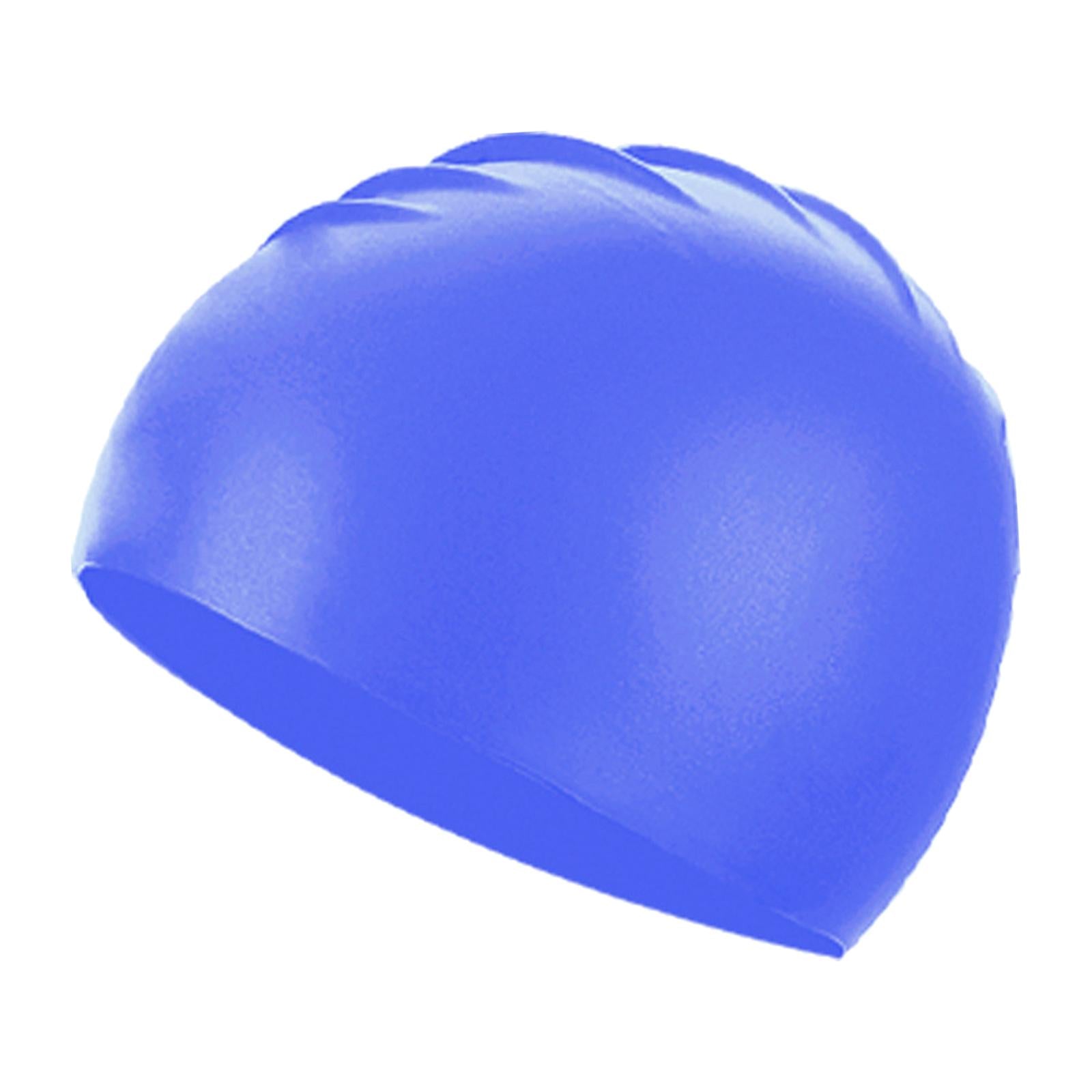 4xSilicone Swim Caps Pool Swim Nonslip Swimming Caps for Youth Unisex Training Deep Blue