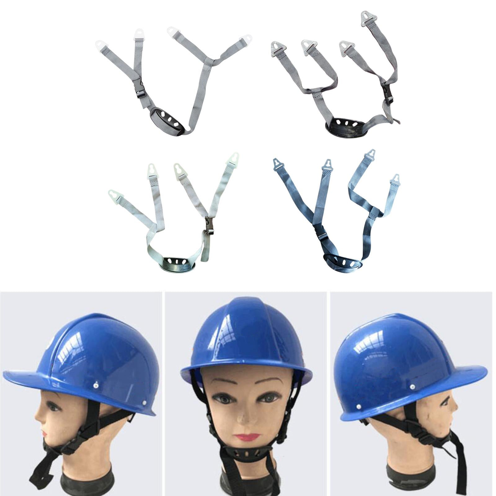 4xHelmet Chin Strap Quick Release Buckle Cupped Hard Hat Chin Strap Attachment Horizontal Hole Gray