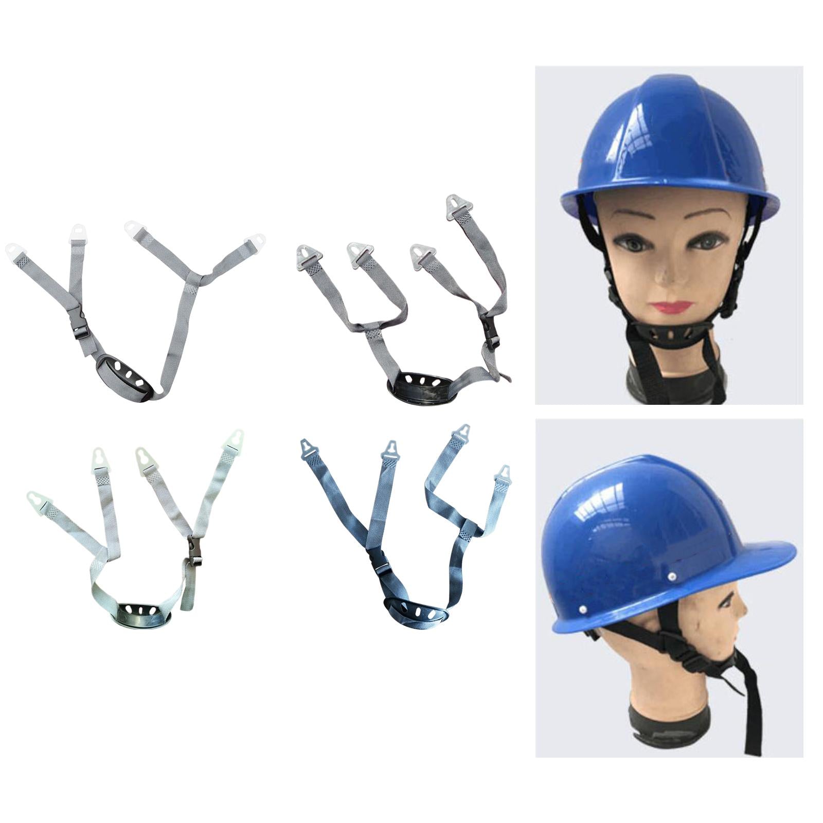 4xHelmet Chin Strap Quick Release Buckle Cupped Hard Hat Chin Strap Attachment Horizontal Hole Gray