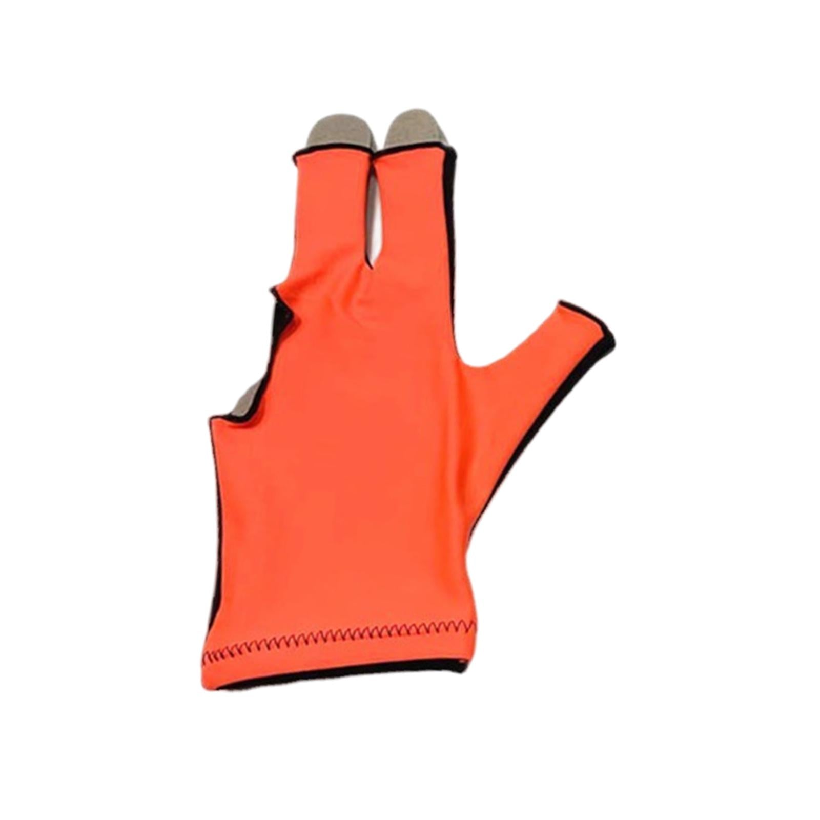 3xSnooker Open Pool Cue Glove Mitts Snooker Cue Glove 3 Fingers Billiard Glove Black Orange