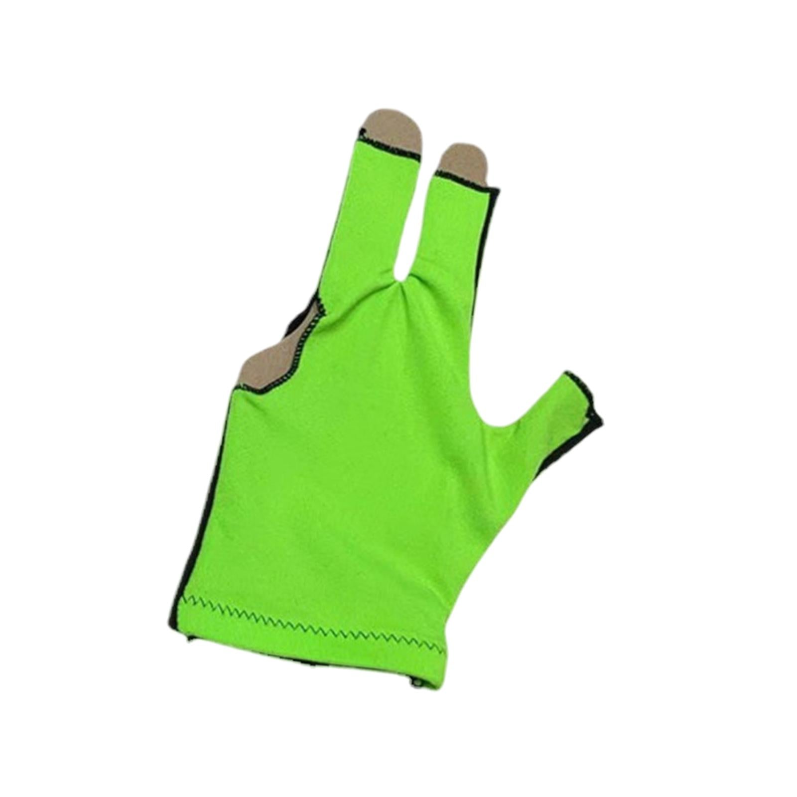 2xSnooker Open Pool Cue Glove Mitts Snooker Cue Glove 3 Fingers Billiard Glove Black Green