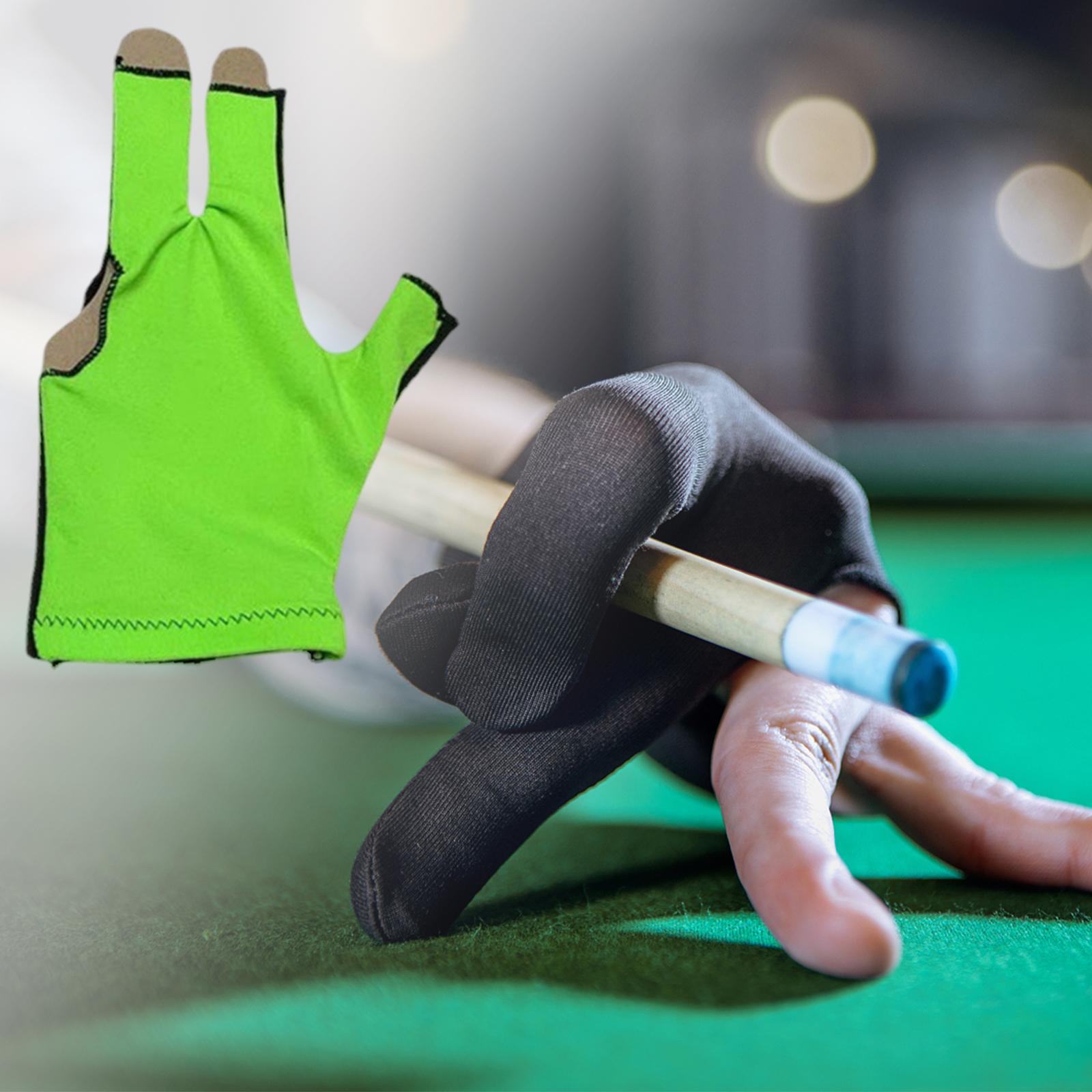 4xSnooker Open Pool Cue Glove Mitts Snooker Cue Glove 3 Fingers Billiard Glove Black Green