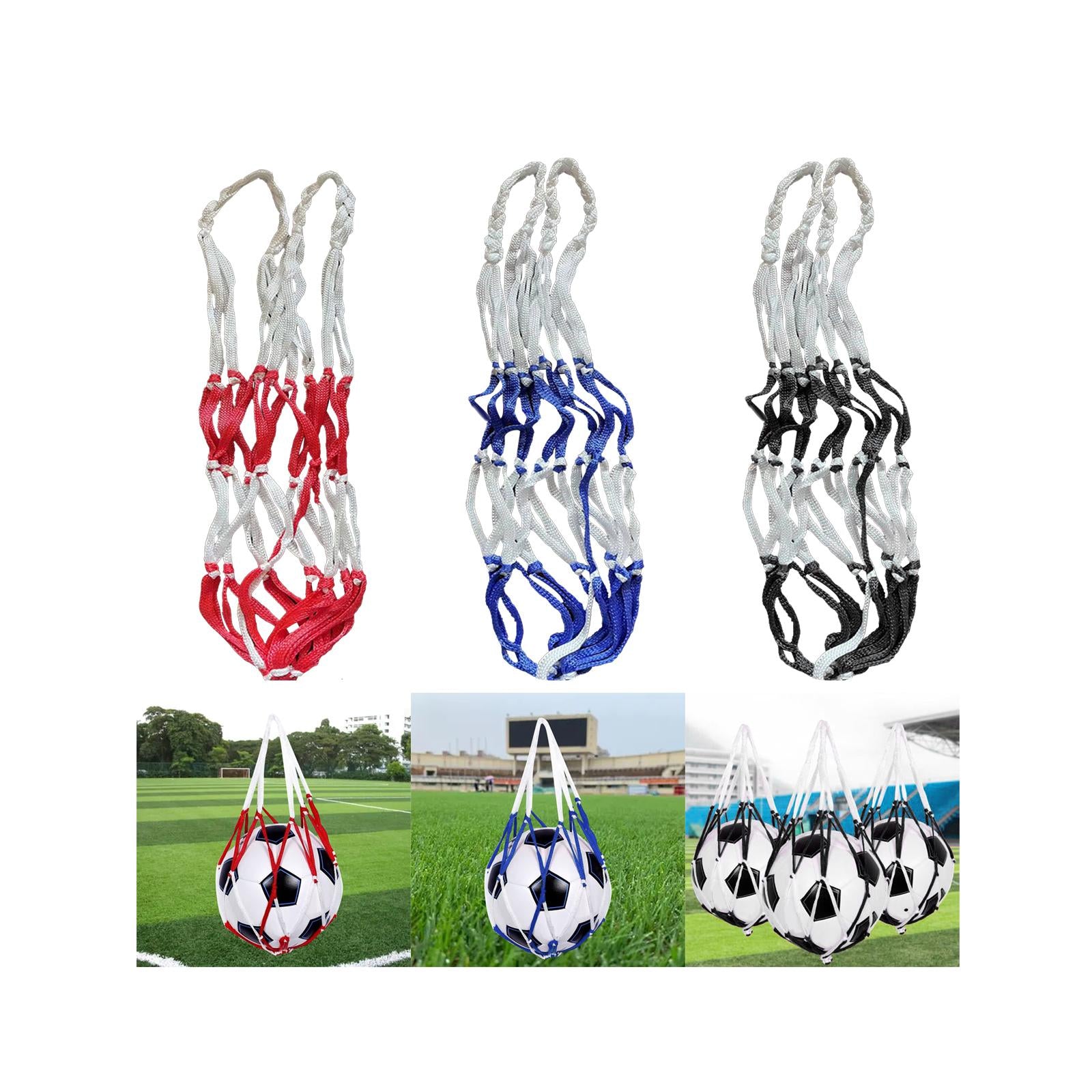 3xPortable Ball Net Bag Single Ball Carrier for Basketball Volleyball Football Red