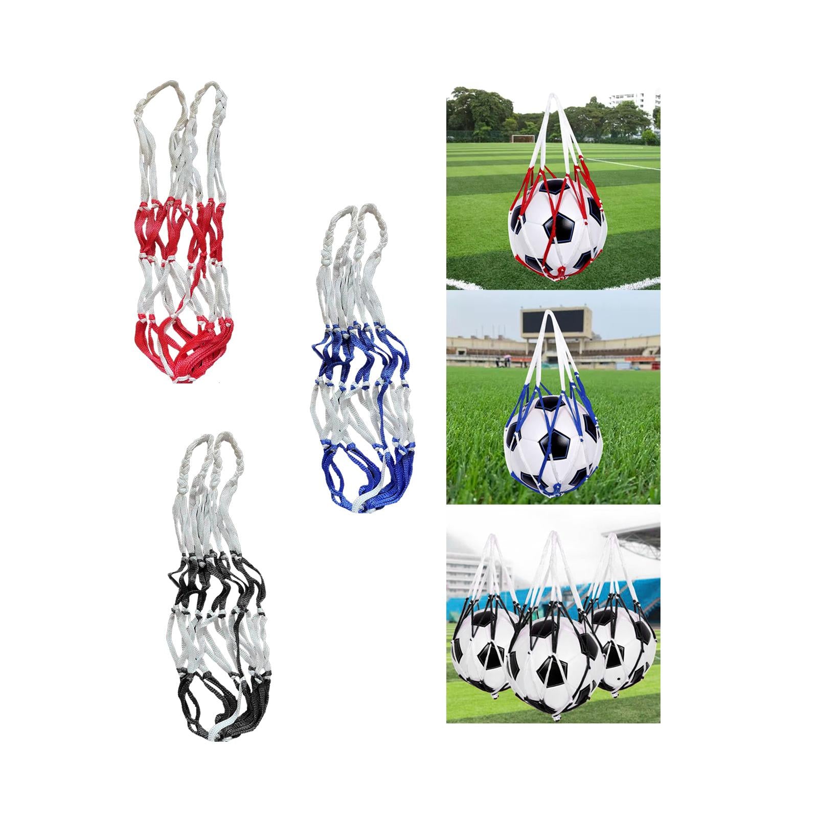 3xPortable Ball Net Bag Single Ball Carrier for Basketball Volleyball Football Red