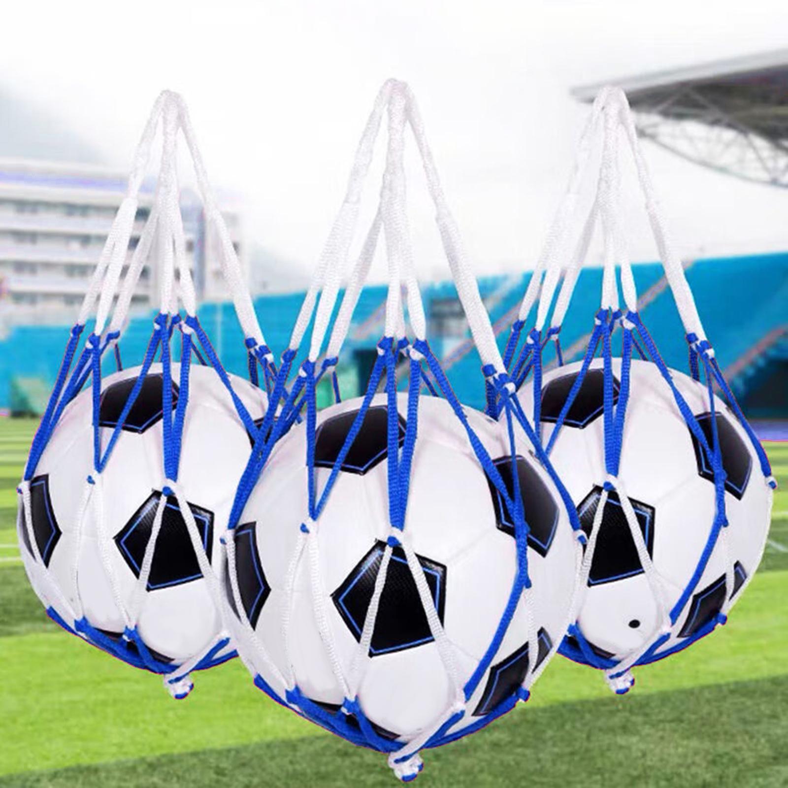 4xPortable Ball Net Bag Single Ball Carrier for Basketball Volleyball Football Blue