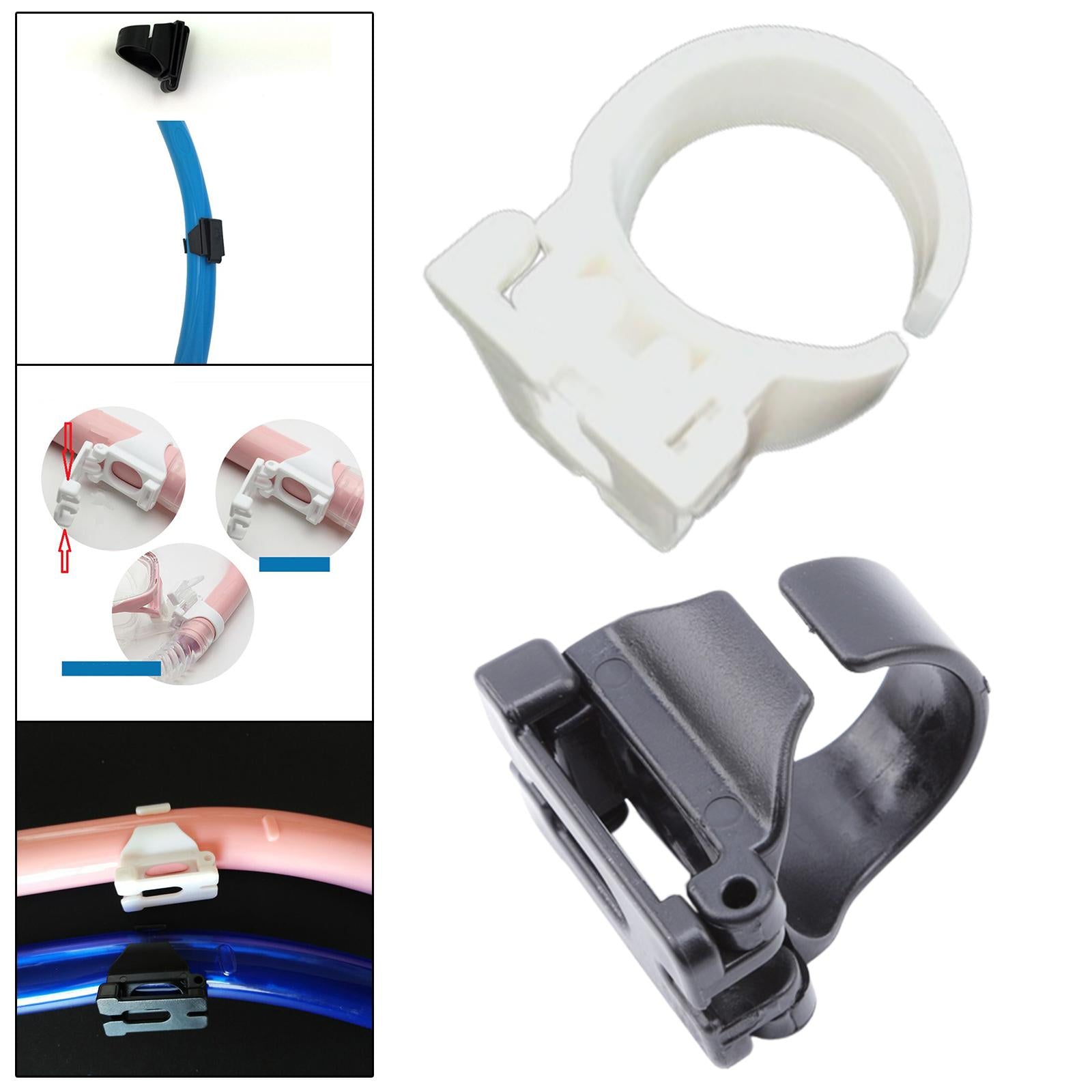 4xSnorkel Clip Mount 26mm Universal Snorkel Buckle for Scuba Snorkeling Diving black