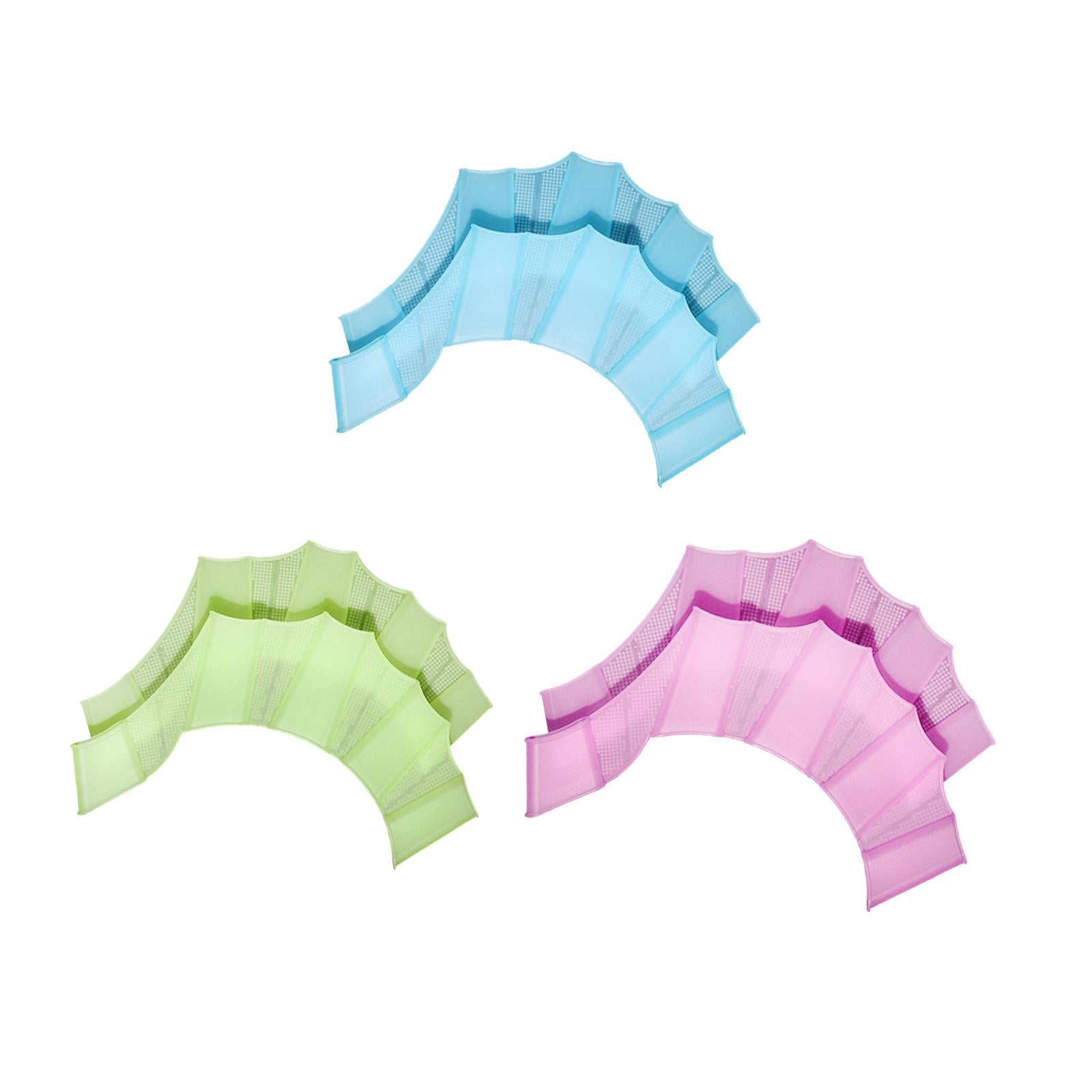 4xSwimming Hand Fins Webbed Swimming Gloves for Diving Swimming Water Exercise Blue S Kids
