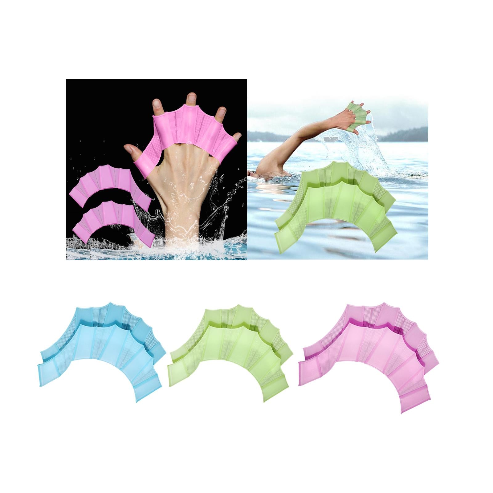 4xSwimming Hand Fins Webbed Swimming Gloves for Diving Swimming Water Exercise Blue S Kids