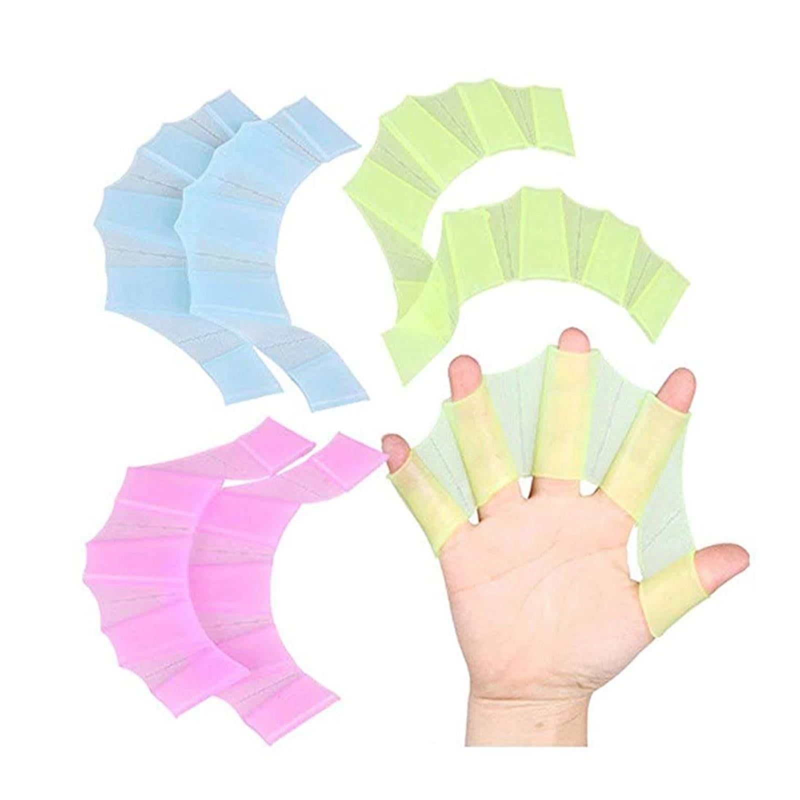 4xSwimming Hand Fins Webbed Swimming Gloves for Diving Swimming Water Exercise Green L Men