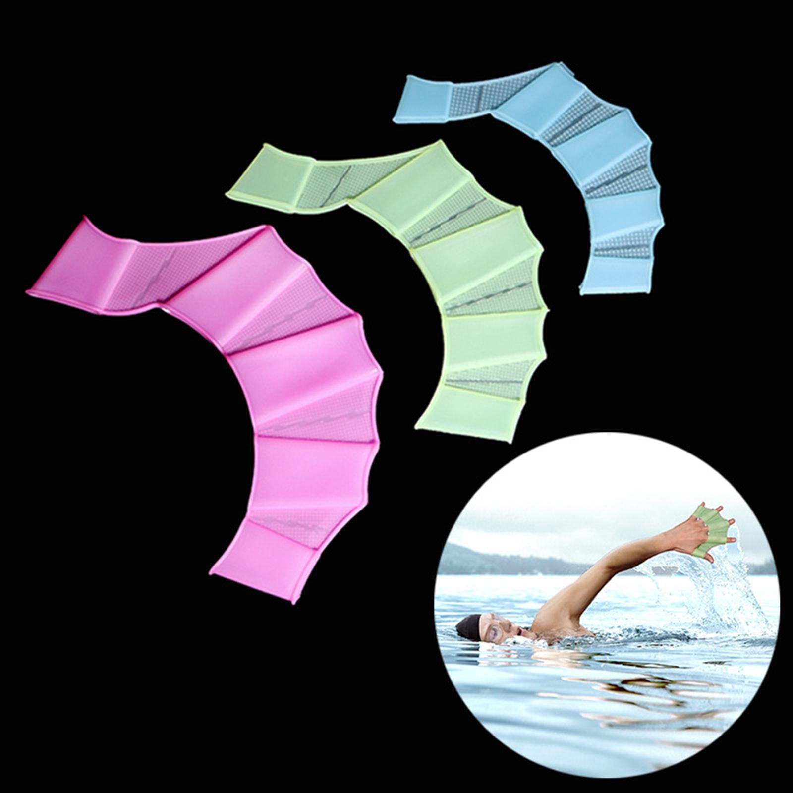 3xSwimming Hand Fins Webbed Swimming Gloves for Diving Swimming Water Exercise Pink M Women