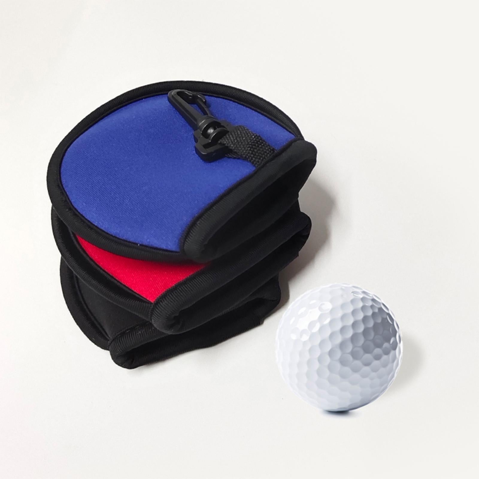 5xGolf Ball Cleaner with Clip Portable Golf Ball Wiping Golf Ball Cleaning Bag Blue