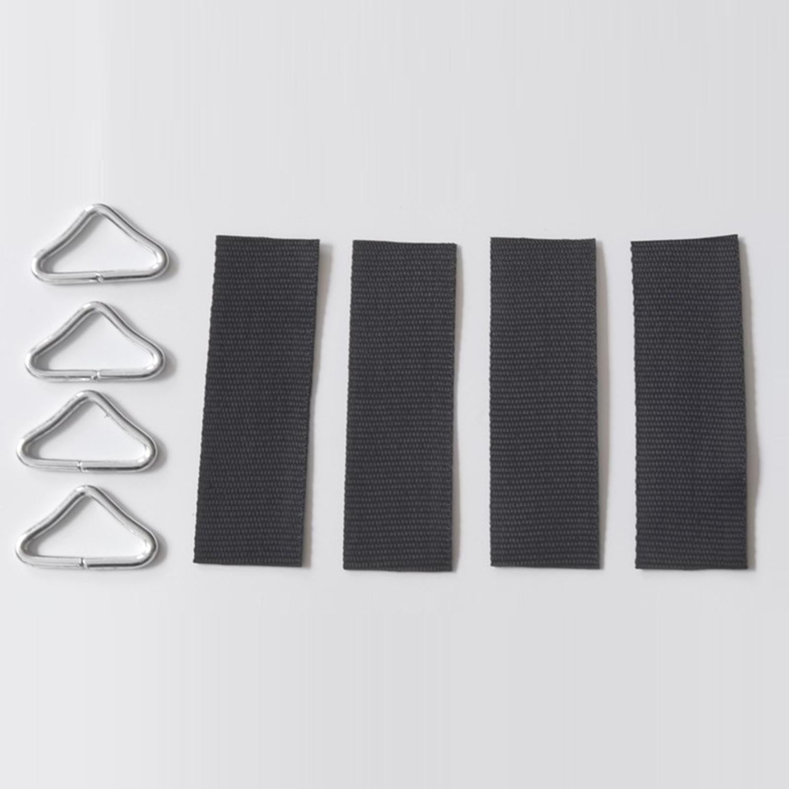 3x4Pcs V Shaped Rings Triangle Ring Buckles for Kids Trampoline Outdoor Repair with Straps