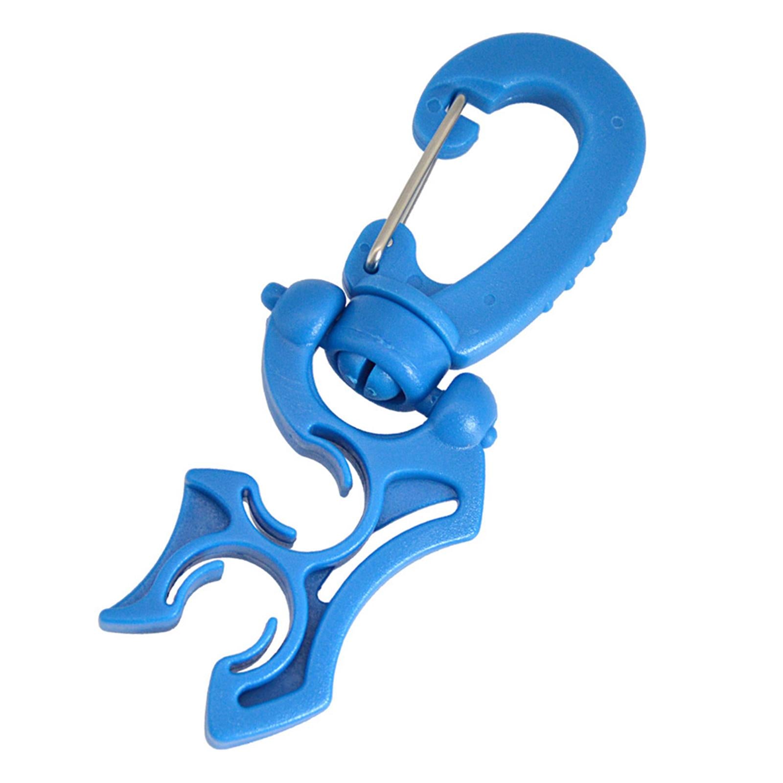 2xDiving Hose Holder Clip Snap Hook Double BCD Hose Holder Clip Gear Equipment Blue