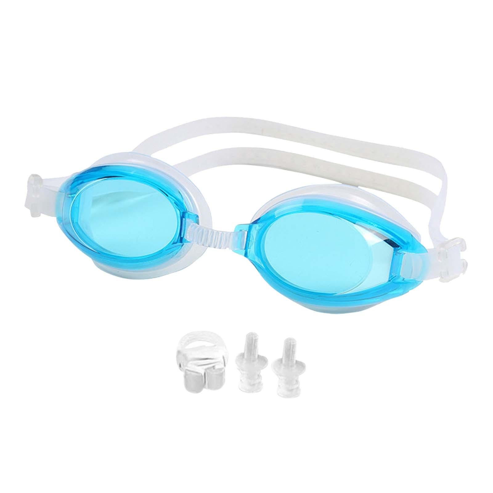 4xSwimming Goggles Adult Soft Silicone Strap Comfortable Anti Fog Swim Goggles Light Blue