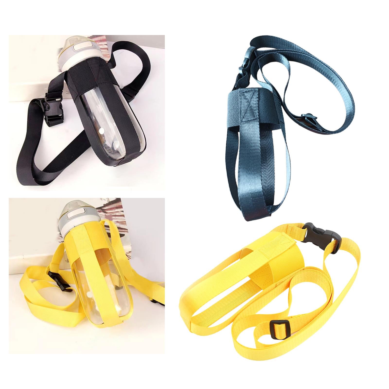 2xWater Bottle Holder Daily Use Hiking Outdoor Picnic Water Bottle Carrier Bag black