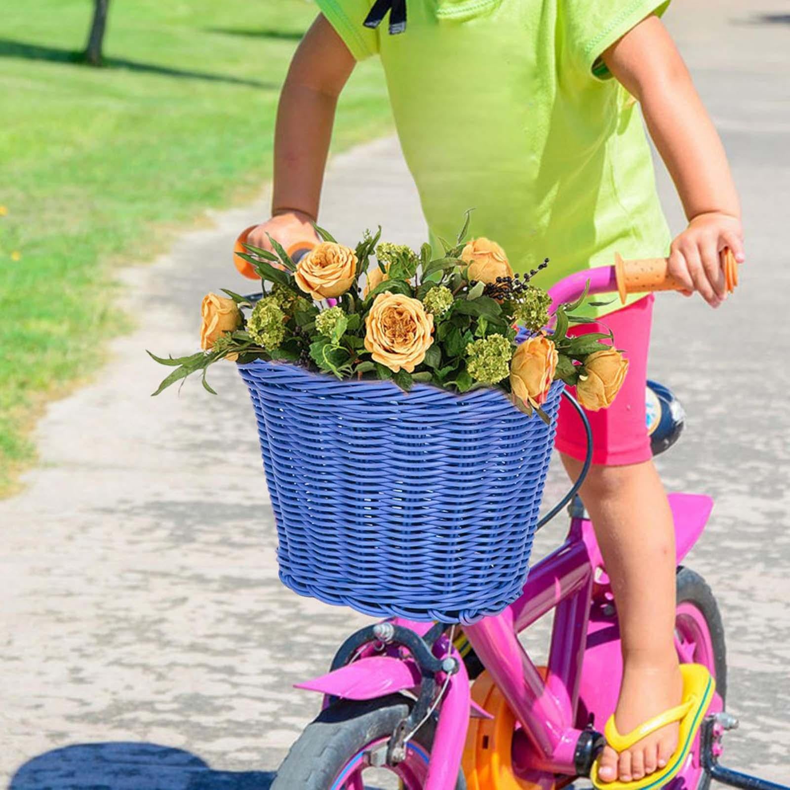 Kids Bike Basket Front Bicycle Cargo Rack Bag Travel Picnic Tricycle Baskets Blue