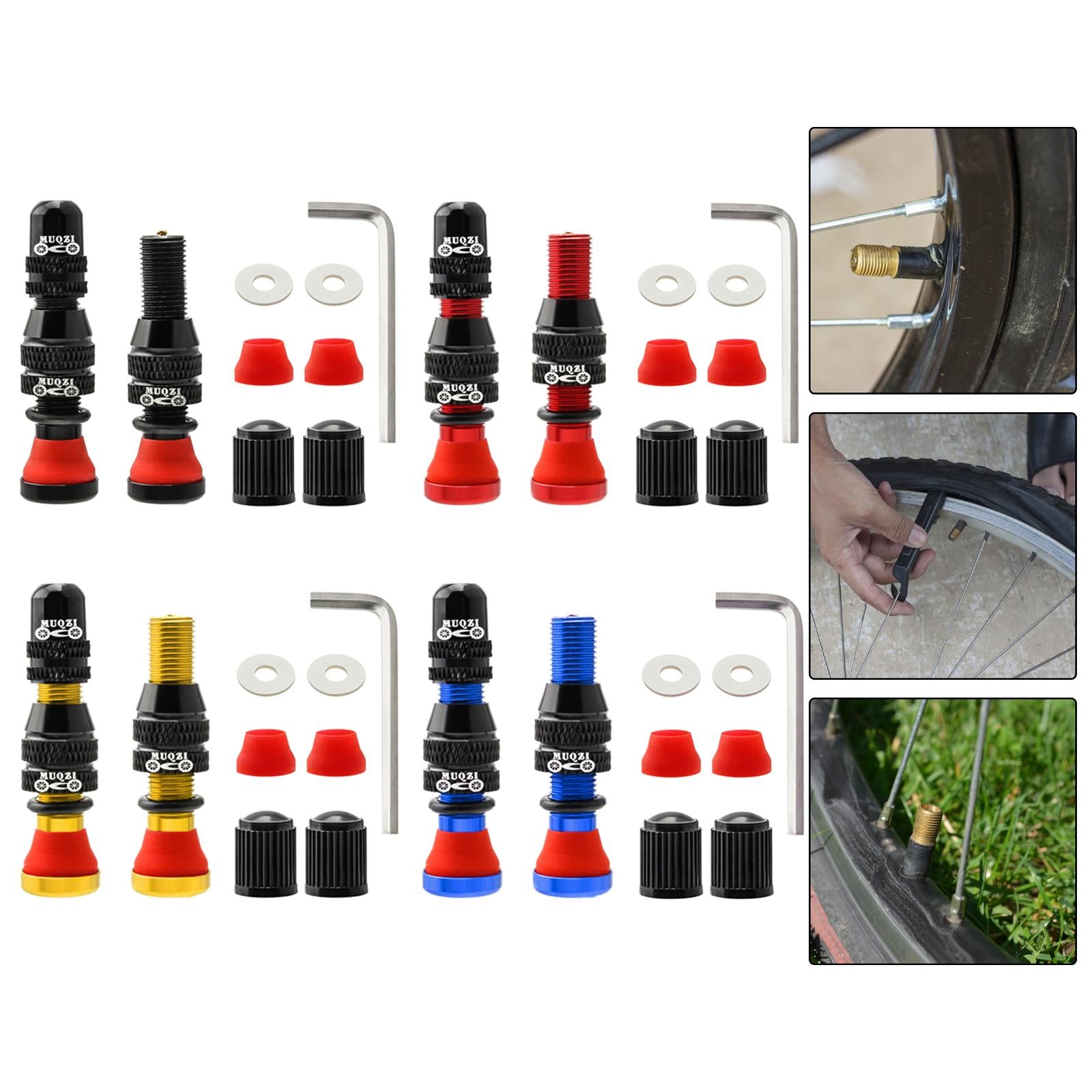 Bike Valve Durable Road Bike A/V Tubeless Rim Valve for Road Bicycle Black