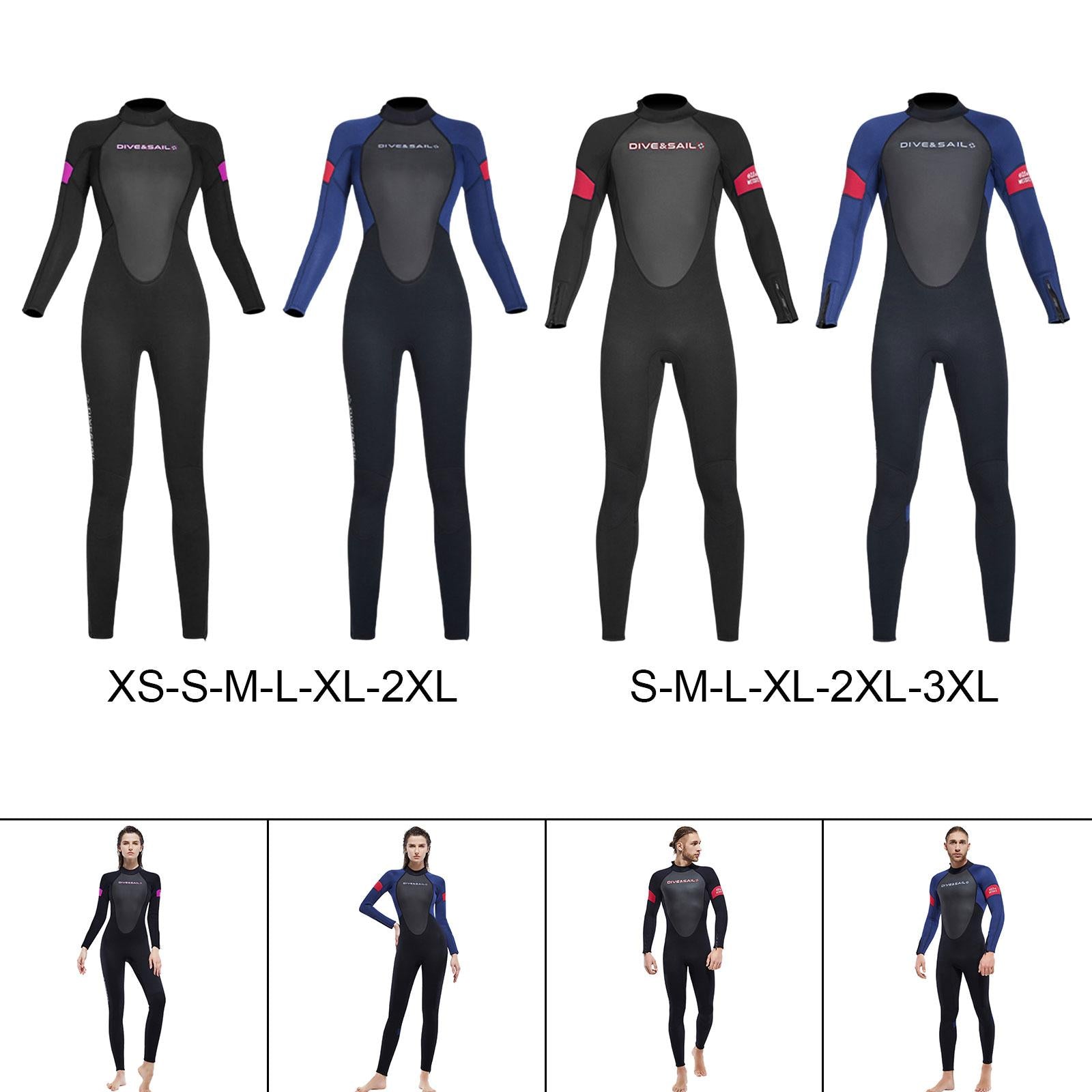 Diving Wetsuit Sailing Keep Warm Thermal Full suits Workout Back Zip Wetsuit XS Female Black