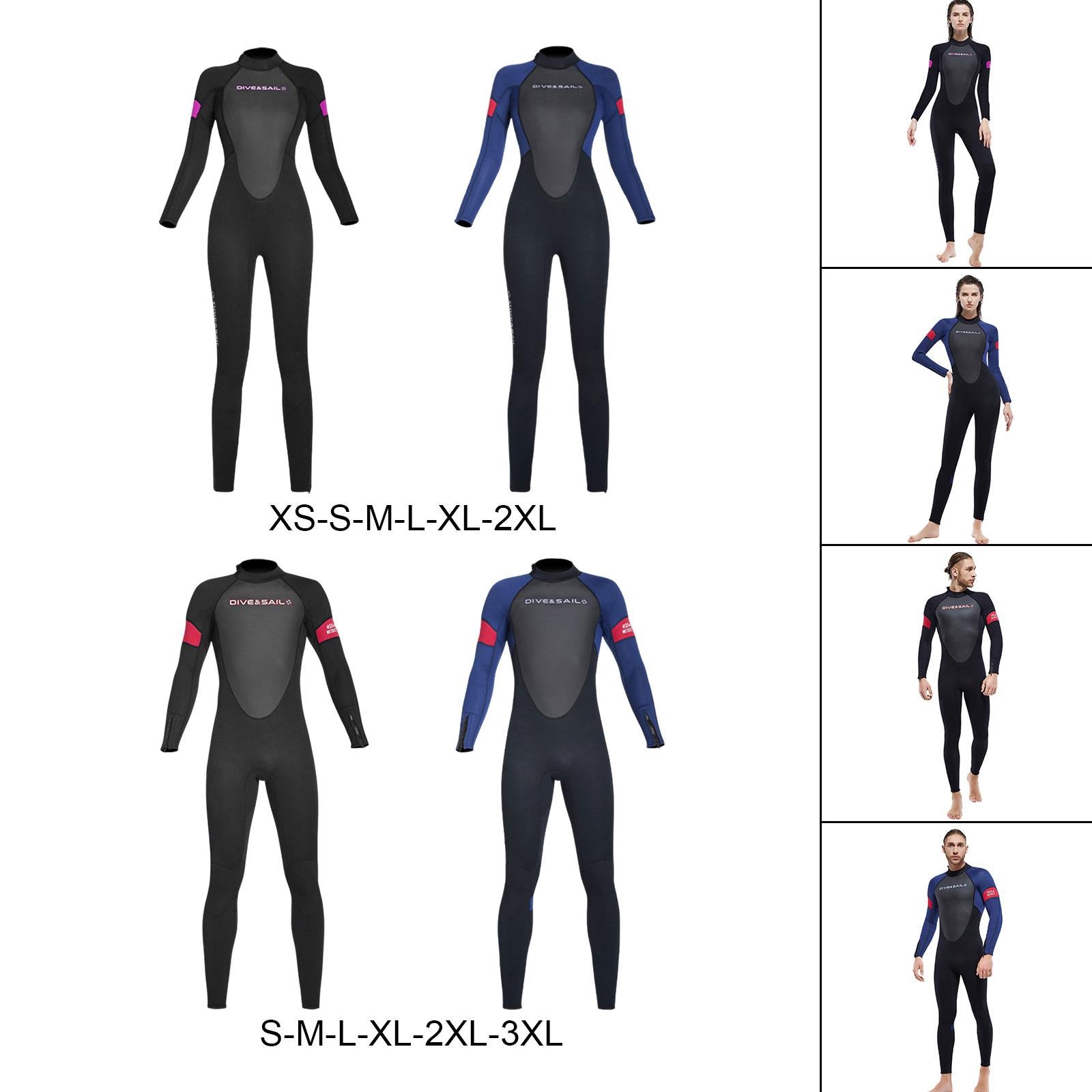Diving Wetsuit Sailing Keep Warm Thermal Full suits Workout Back Zip Wetsuit XS Female Black