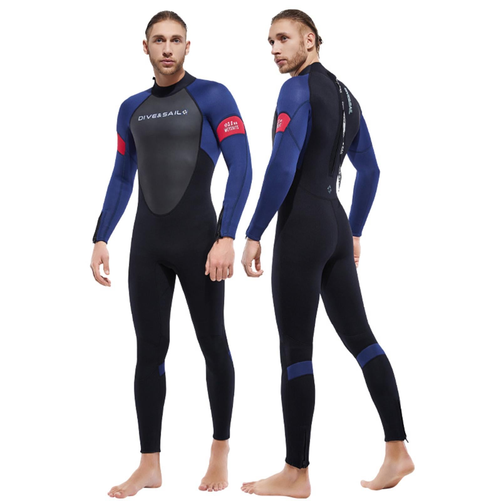 Diving Wetsuit Sailing Keep Warm Thermal Full suits Workout Back Zip Wetsuit L Male Dark Blue