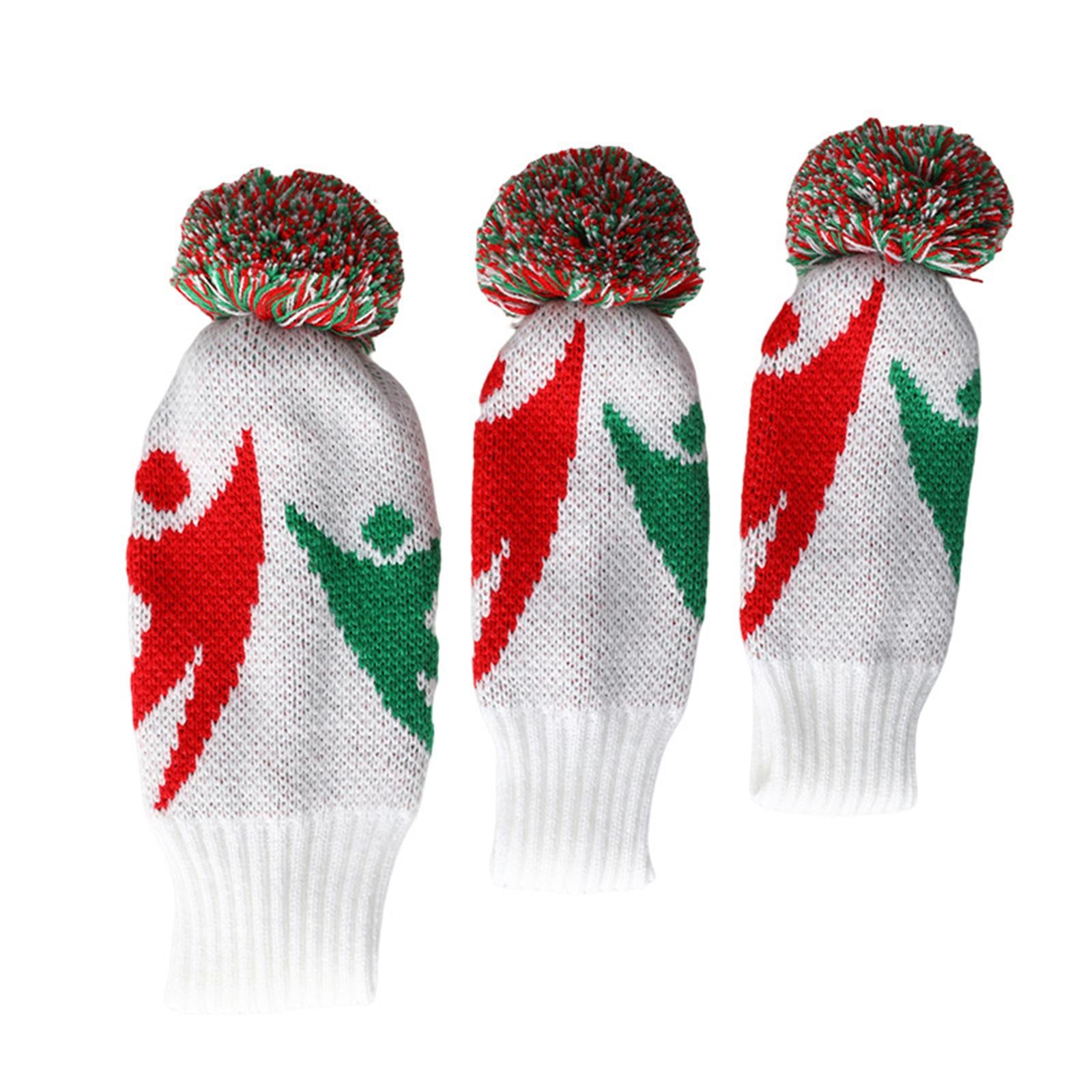 3Pcs Knitted Golf Club Head Covers Pom Pom Golf Headcovers Set for Beginners