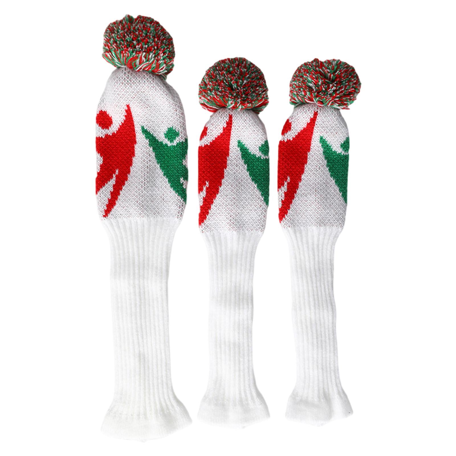 3Pcs Knitted Golf Club Head Covers Pom Pom Golf Headcovers Set for Beginners