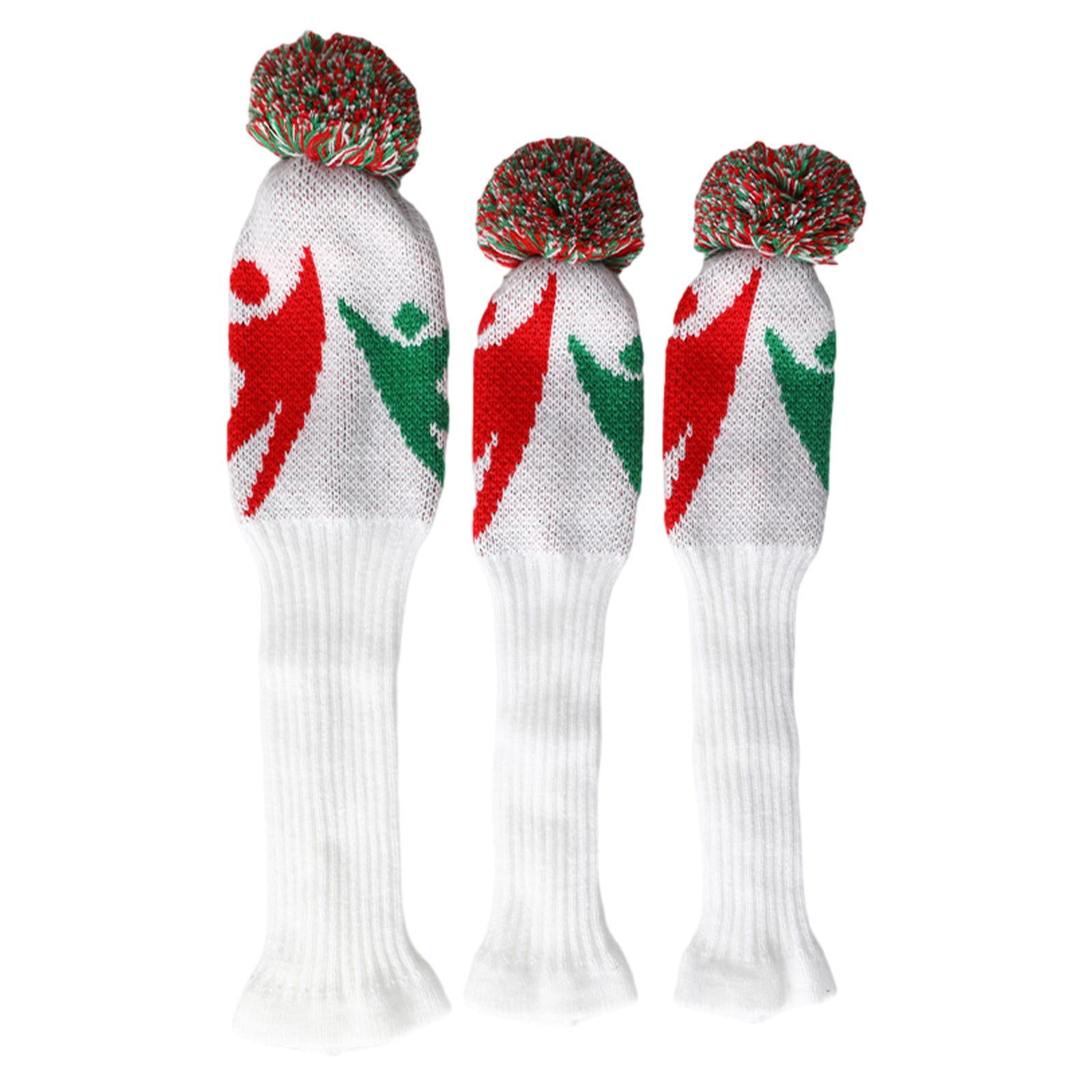 3Pcs Knitted Golf Club Head Covers Pom Pom Golf Headcovers Set for Beginners