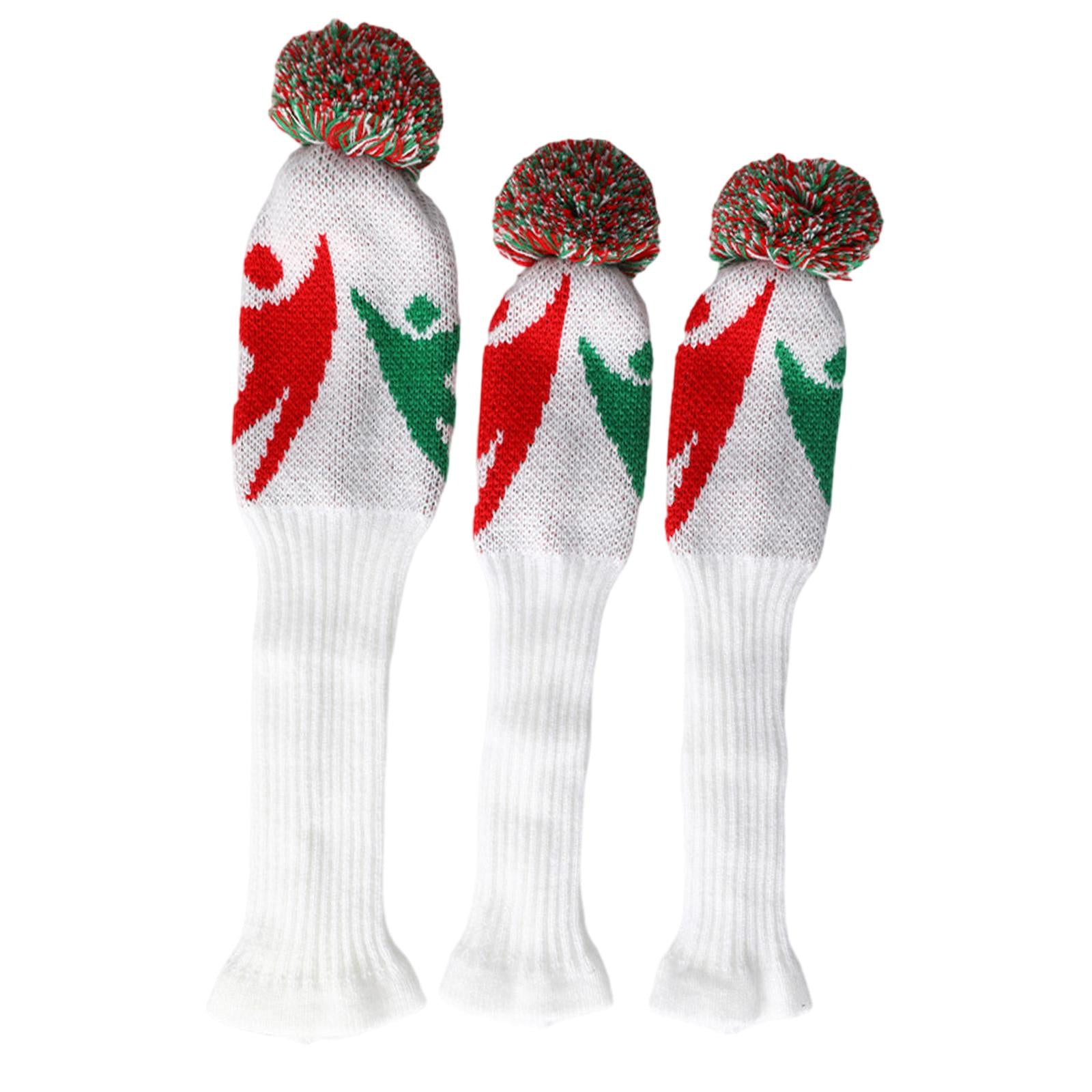 3Pcs Knitted Golf Club Head Covers Pom Pom Golf Headcovers Set for Beginners