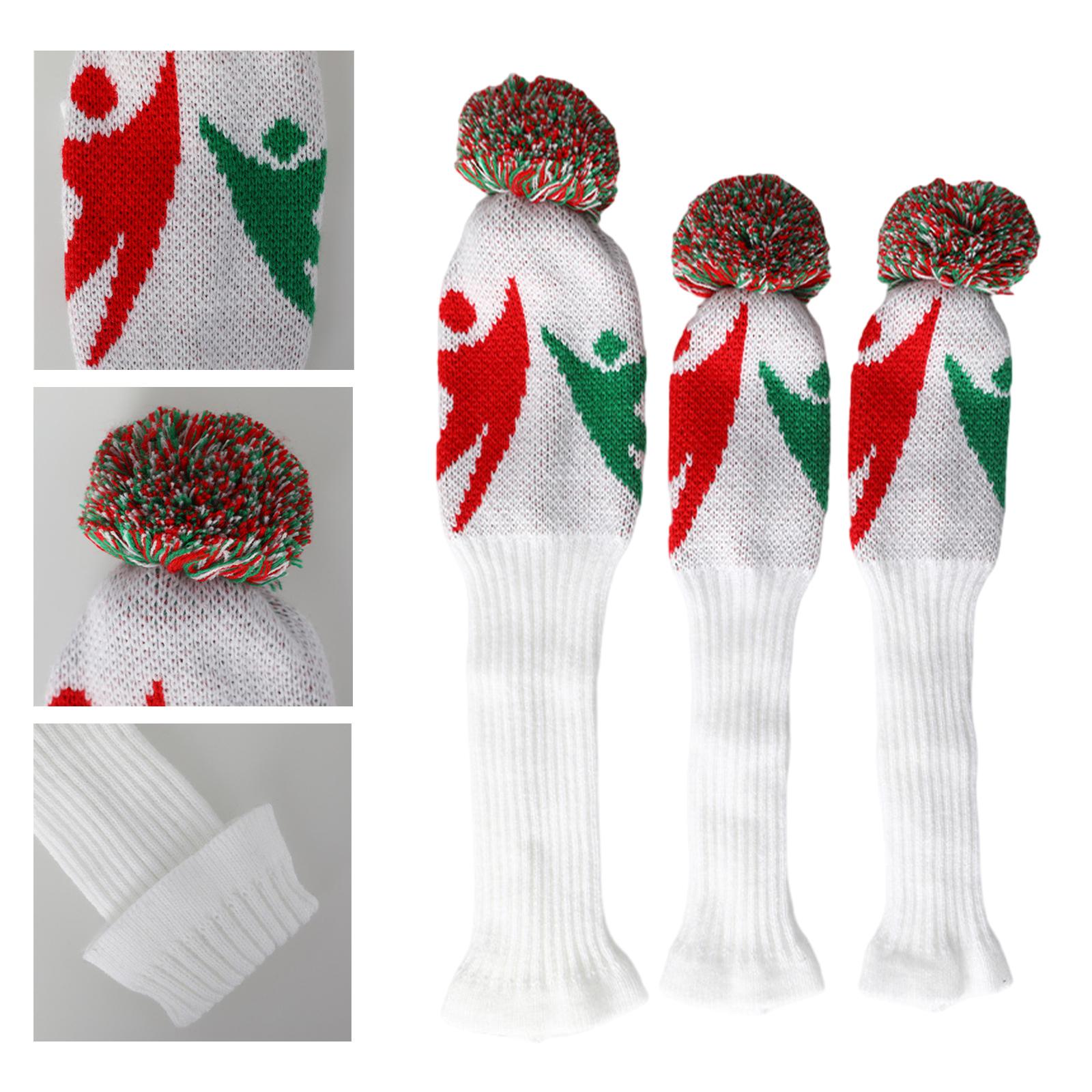 3Pcs Knitted Golf Club Head Covers Pom Pom Golf Headcovers Set for Beginners