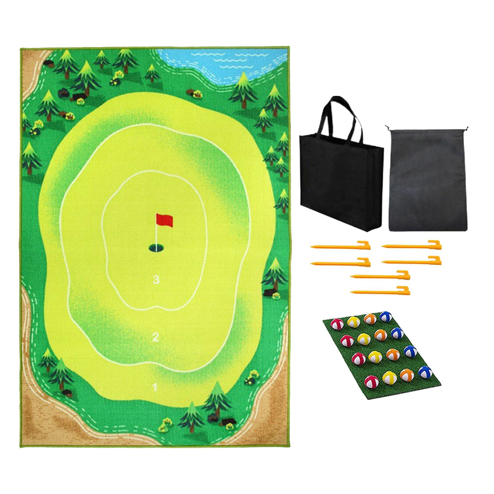 Golf Game Mat Practice Mats Portable and Balls Indoor Outdoor Equipment 80cmx150cm