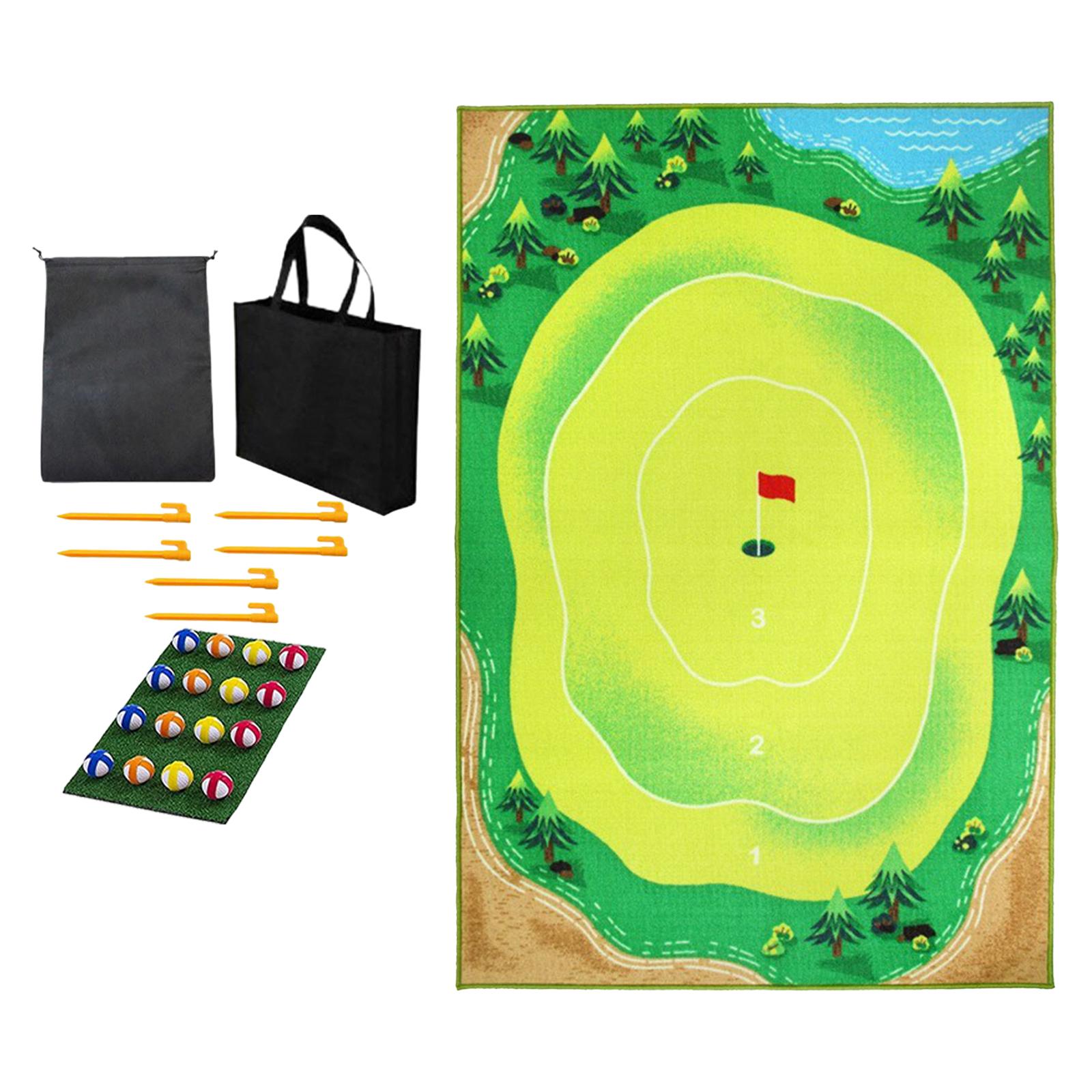 Golf Game Mat Practice Mats Portable and Balls Indoor Outdoor Equipment 80cmx150cm