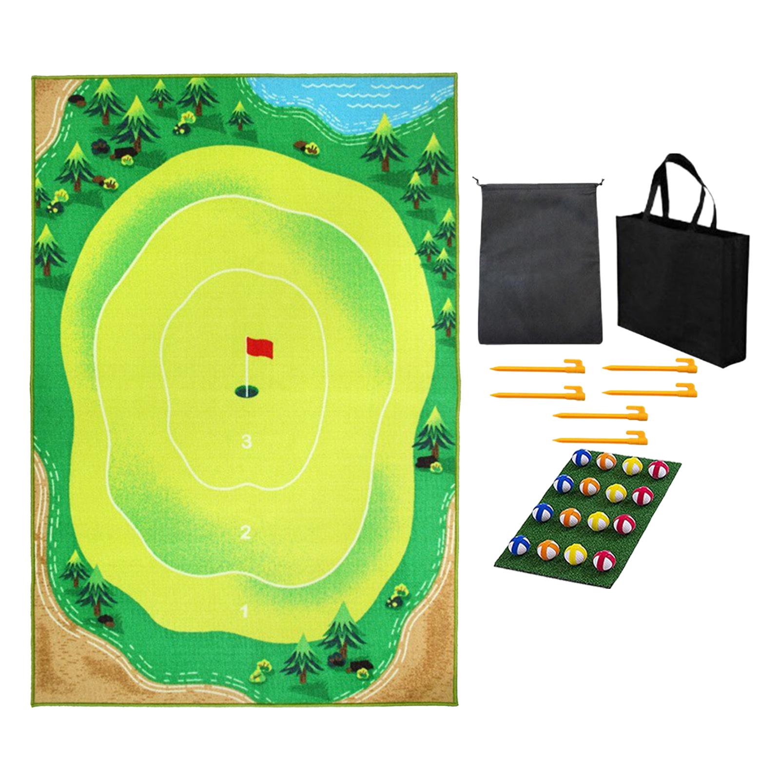 Golf Game Mat Practice Mats Portable and Balls Indoor Outdoor Equipment 80cmx150cm