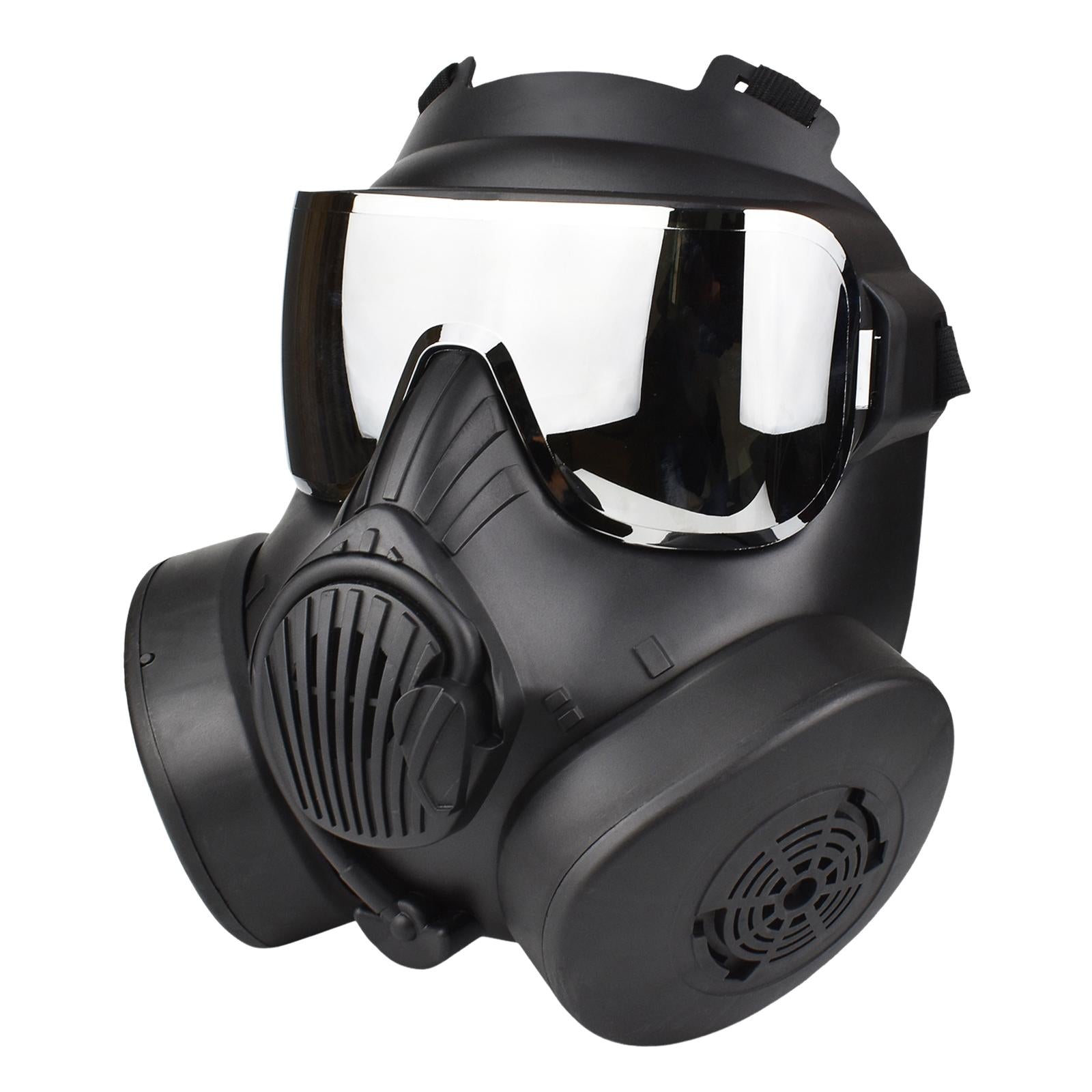 CS Mask with Fan Cover for Cosplay Costume Riding Wargame Silver Lens