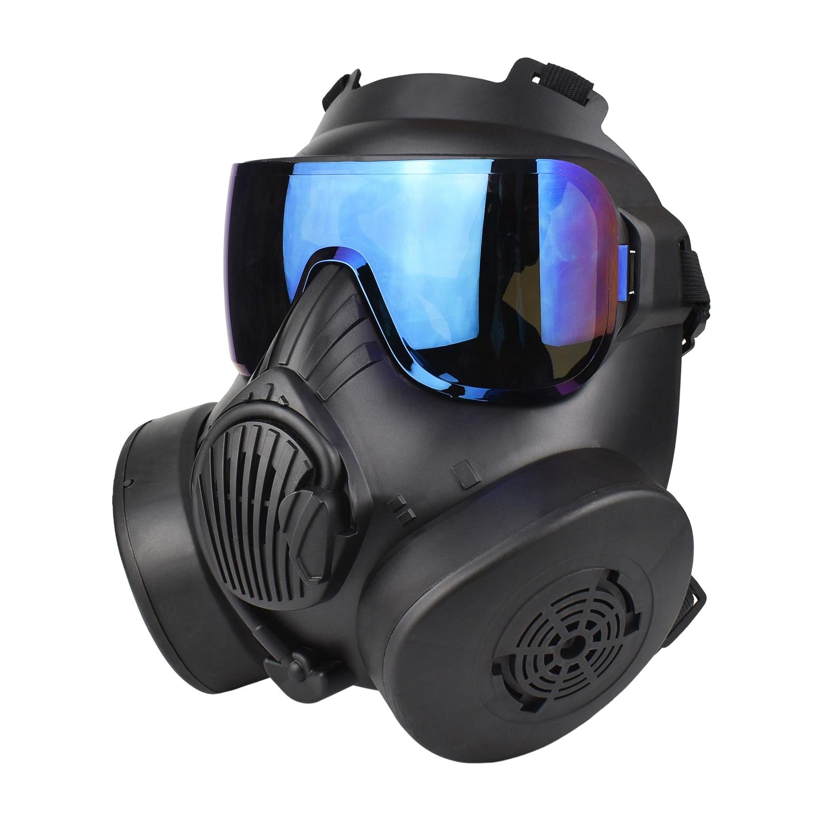 CS Mask with Fan Cover for Cosplay Costume Riding Wargame Blue Lens