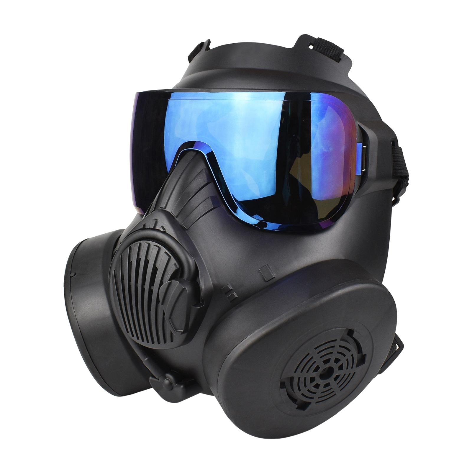 CS Mask with Fan Cover for Cosplay Costume Riding Wargame Blue Lens