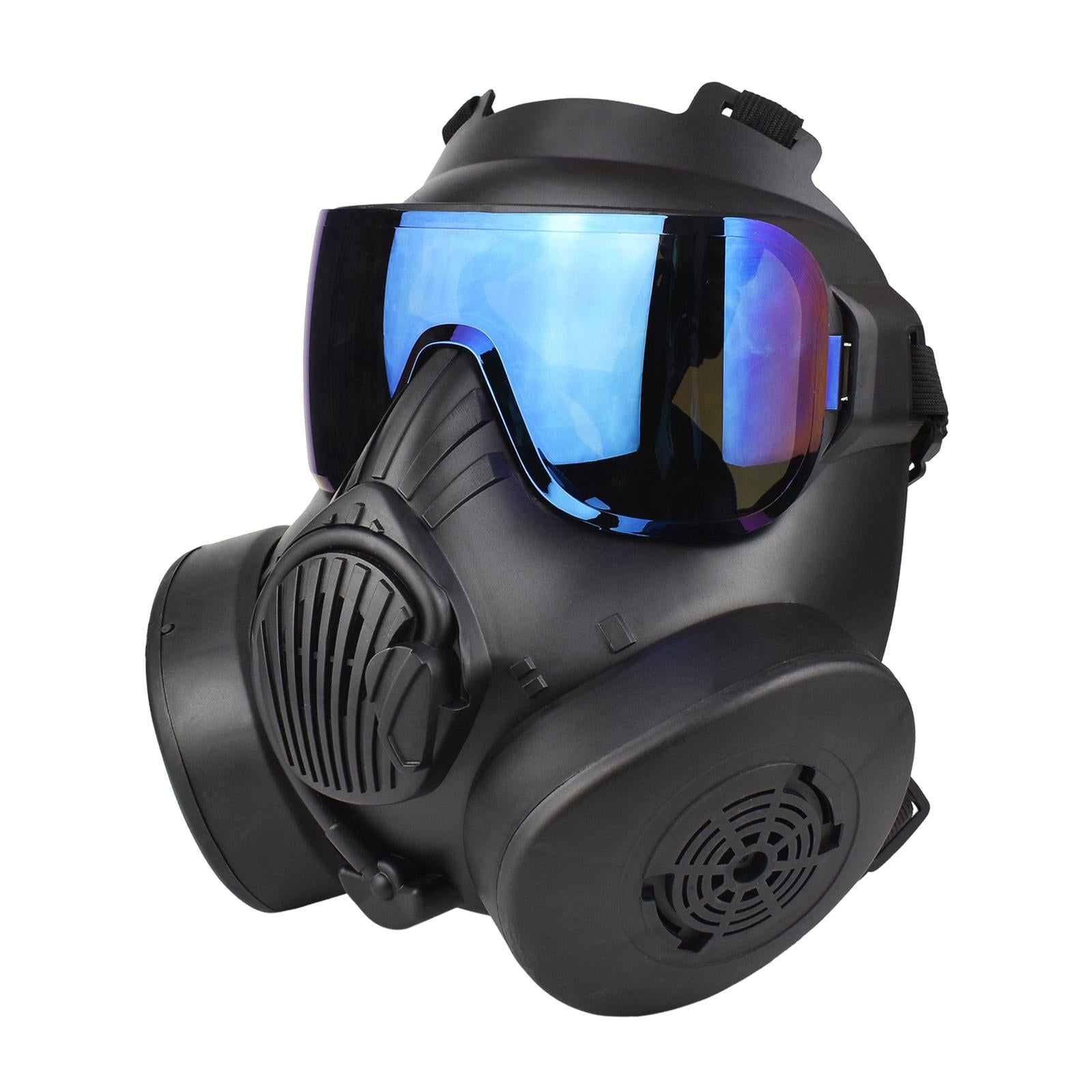 CS Mask with Fan Cover for Cosplay Costume Riding Wargame Blue Lens