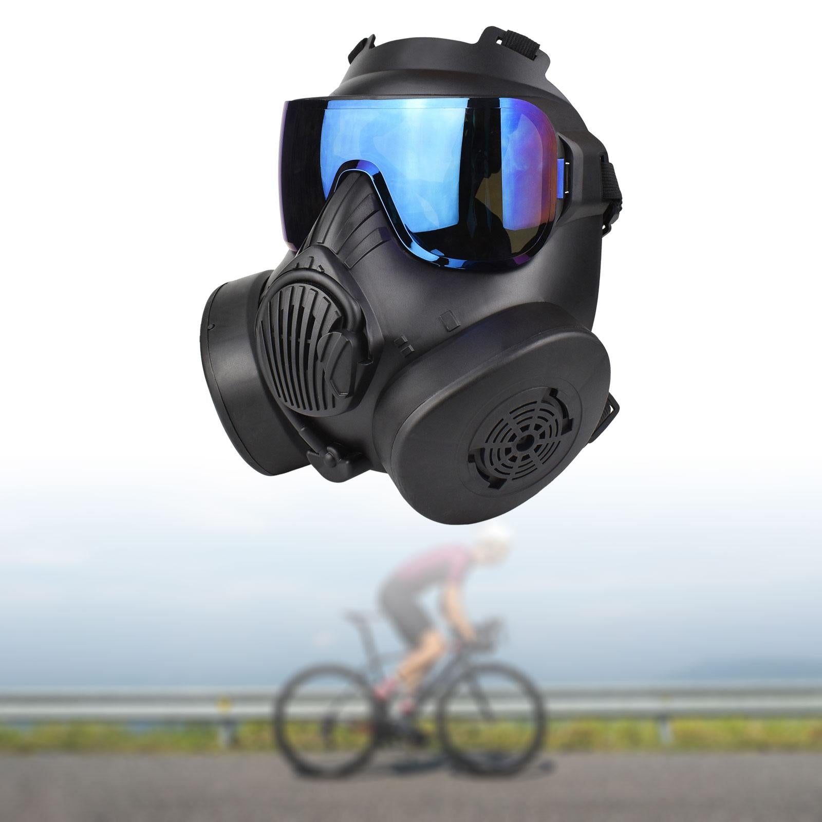 CS Mask with Fan Cover for Cosplay Costume Riding Wargame Blue Lens
