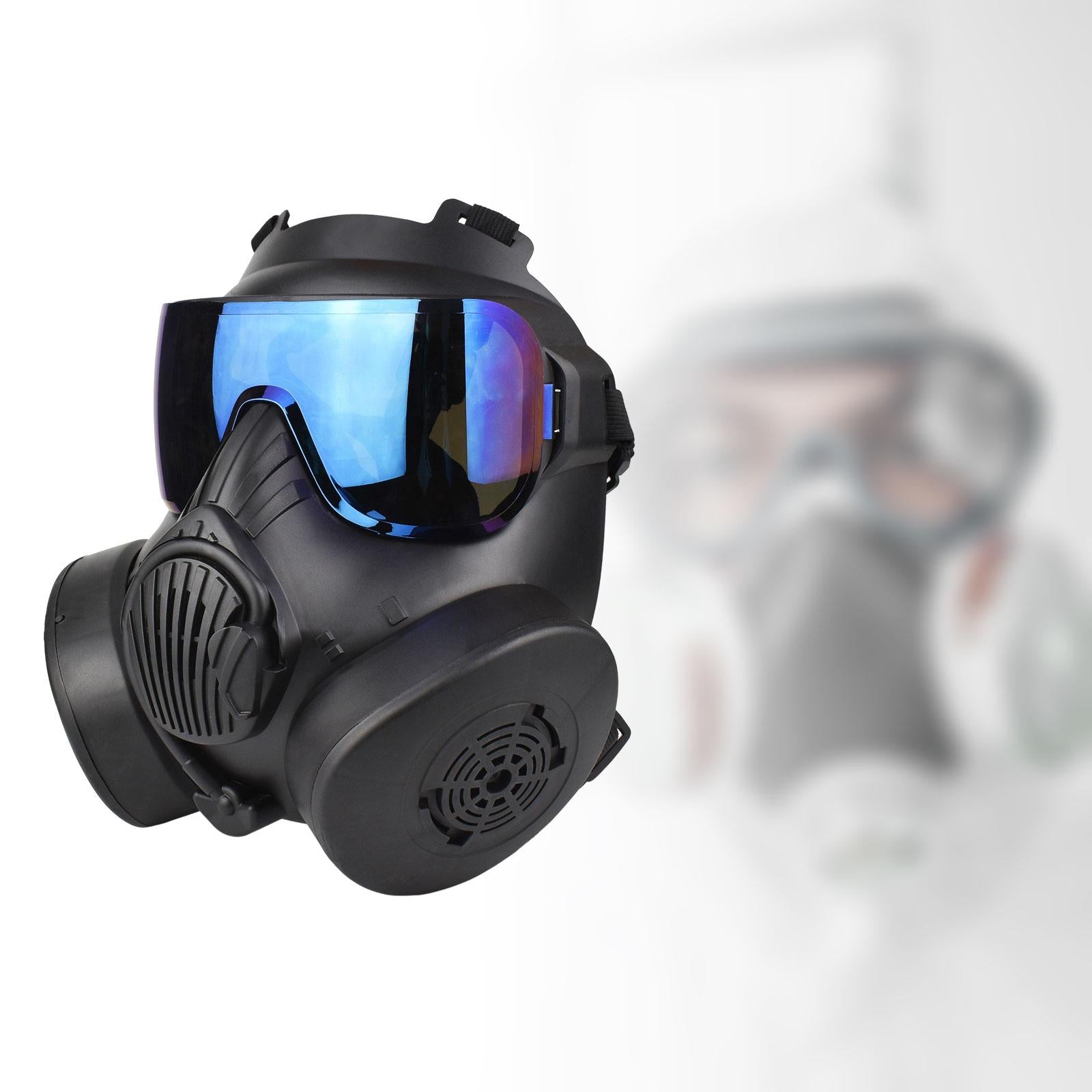 CS Mask with Fan Cover for Cosplay Costume Riding Wargame Blue Lens