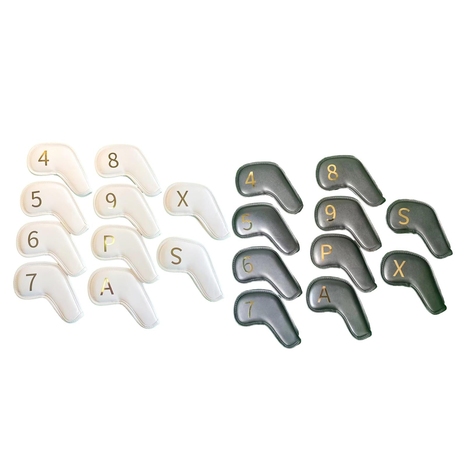 10Pcs Golf Iron Head Covers Golf Iron Headcovers PU Leather Golf Club Covers White