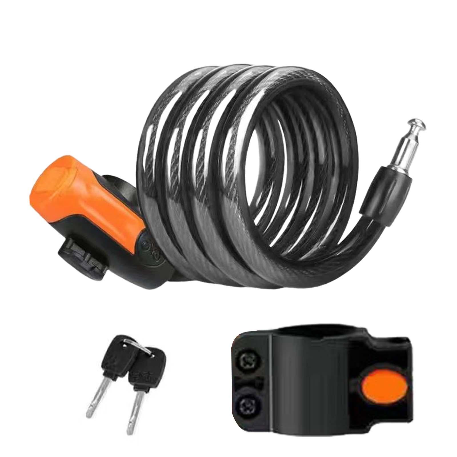 Bike Lock Cable with Key Steel Padlock for Doors Outdoor Equipment Motorbike 1.2m