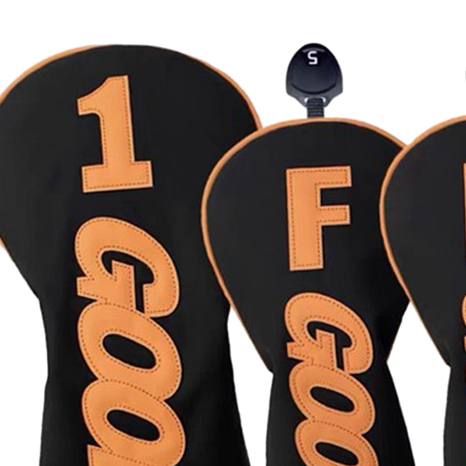 4Pcs Wood Head Covers Transport Protection Long Neck Golf Driver Head Covers Black