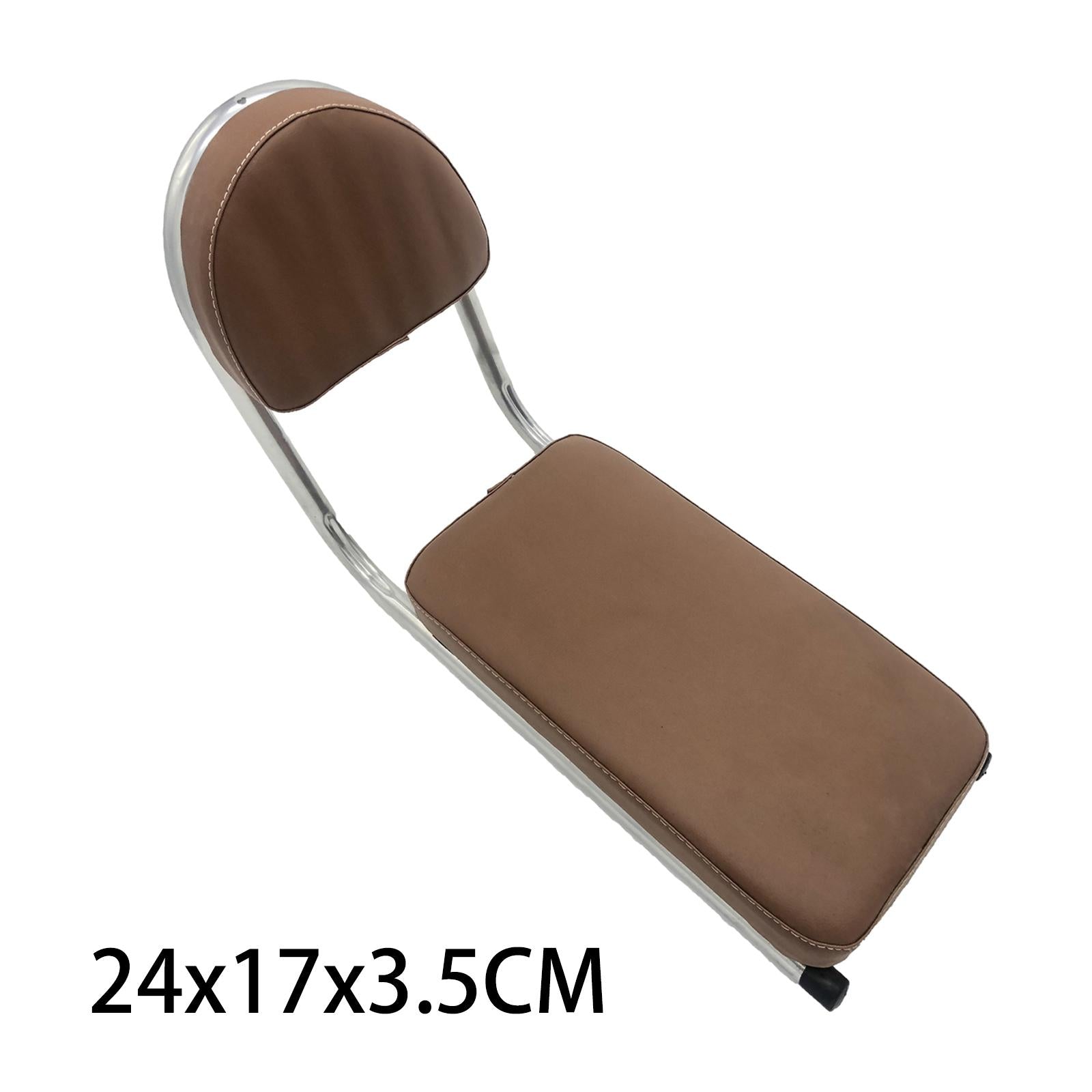 Bicycle Rear Seat Cushion PU Leather with Backrest for Outdoor Travel Riding Brown