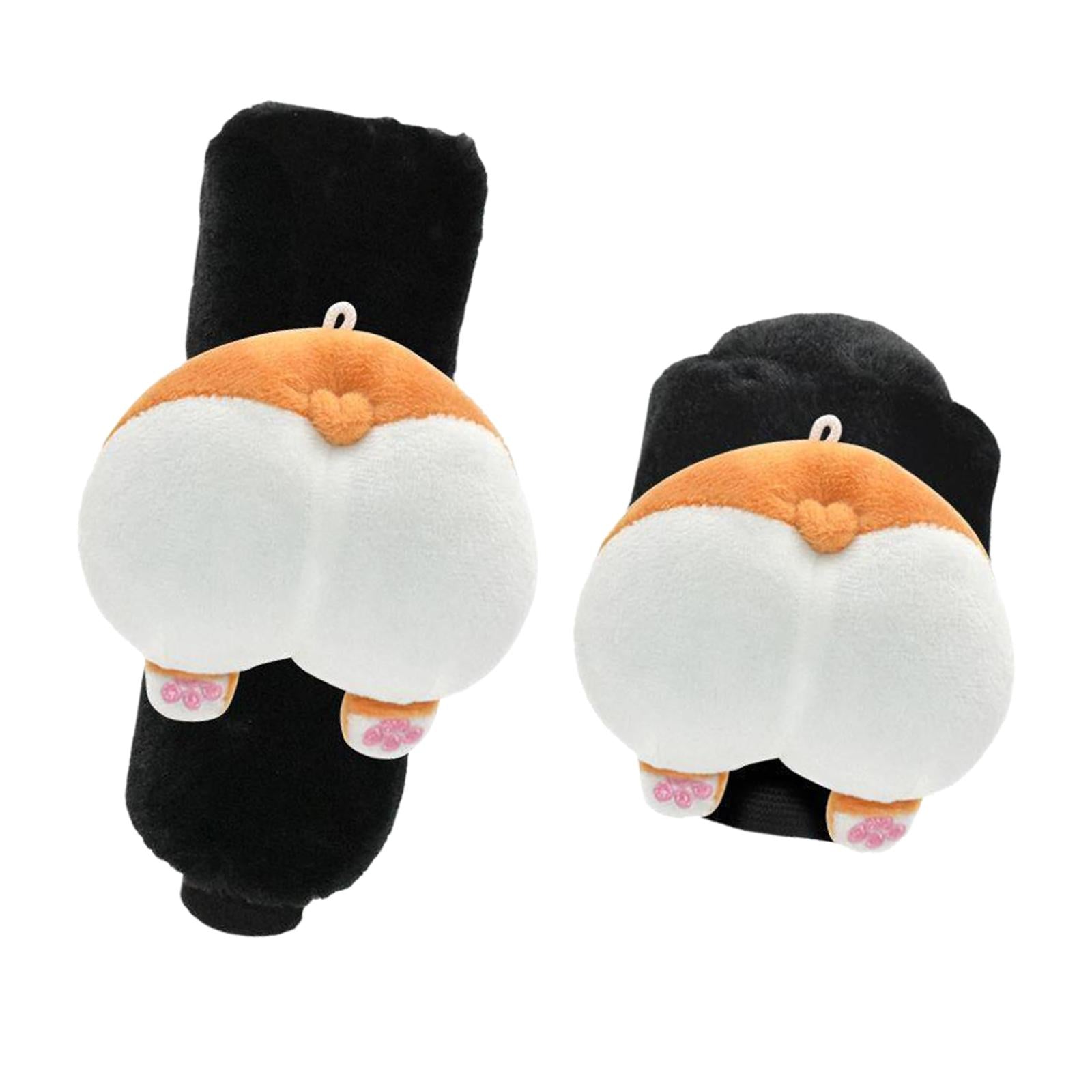 Car Knob Cover Cute Decorative Plush Corgi Arse Cartoon Car Handle Cover Gear Handbrake Cover