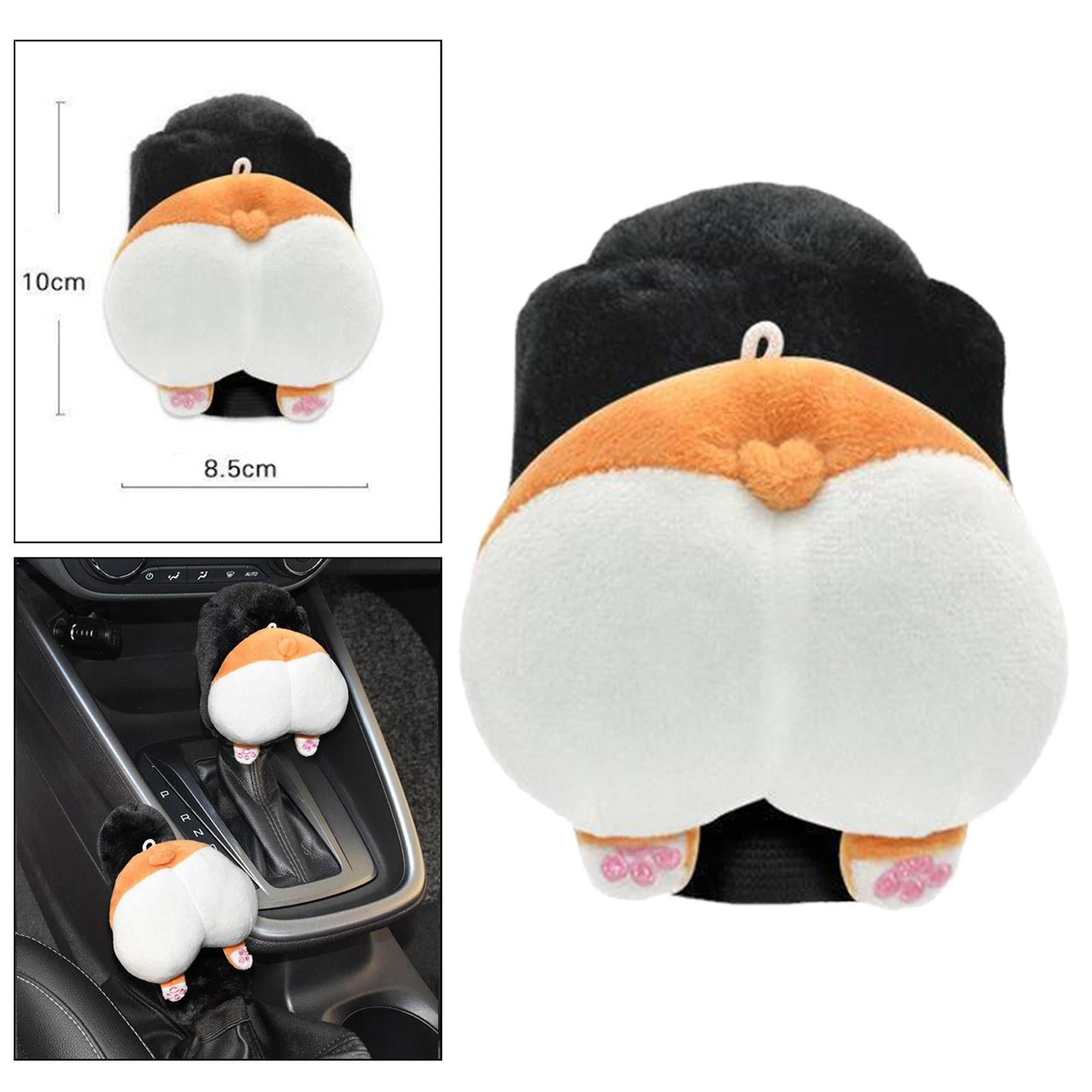Car Knob Cover Cute Decorative Plush Corgi Arse Cartoon Car Handle Cover Gear Cover
