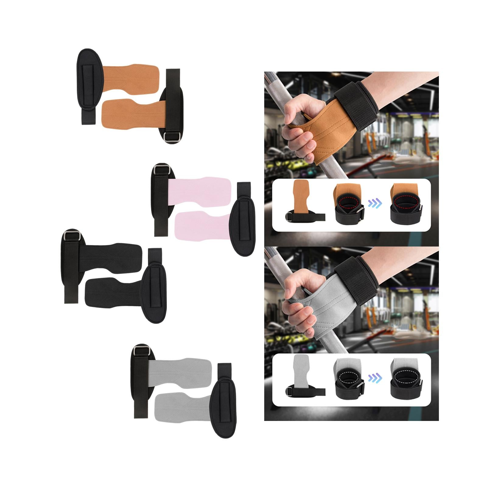 Lifting Wrist Support Wraps Premium Hand Grips for Gym Dumbbell Powerlifting brown