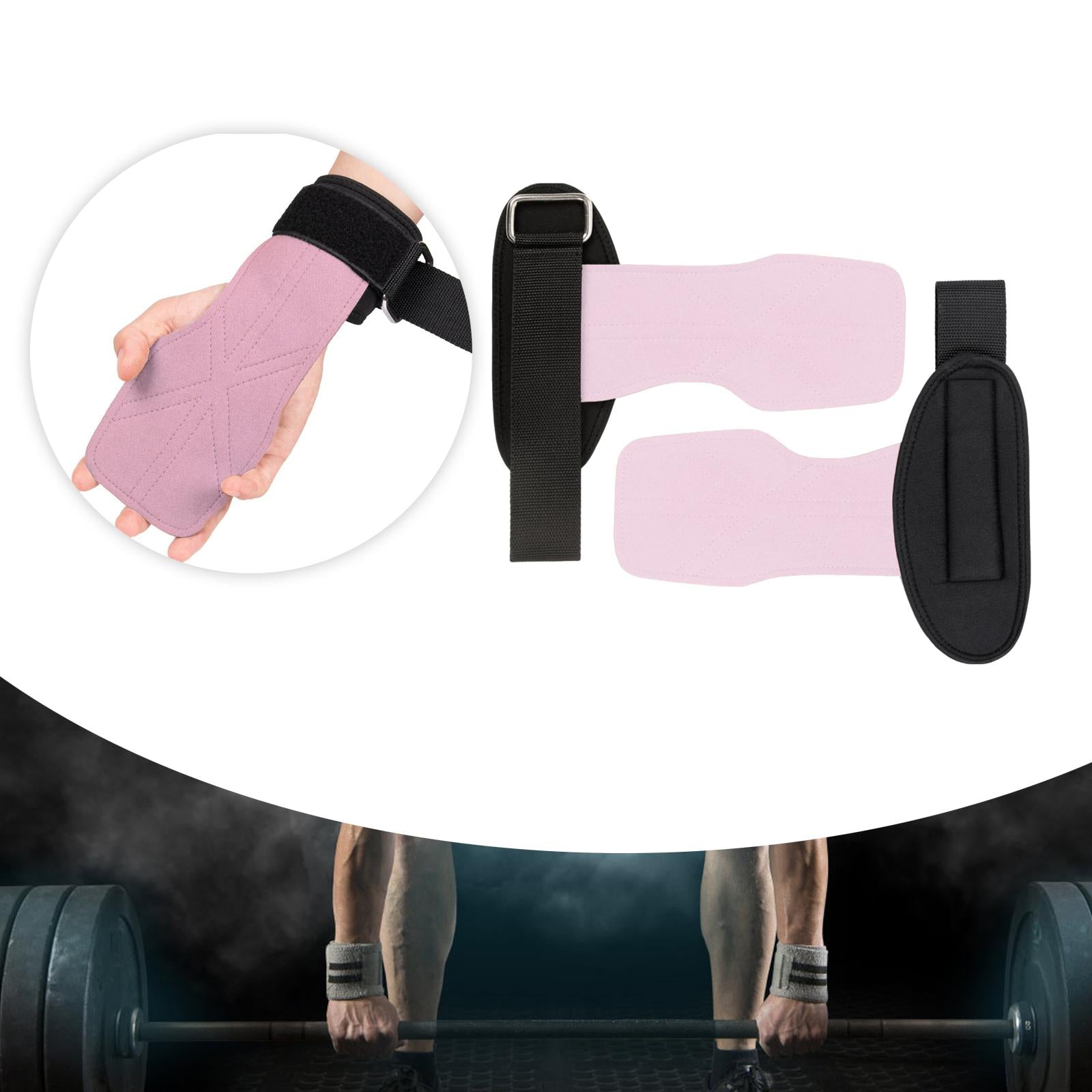 Lifting Wrist Support Wraps Premium Hand Grips for Gym Dumbbell Powerlifting pink